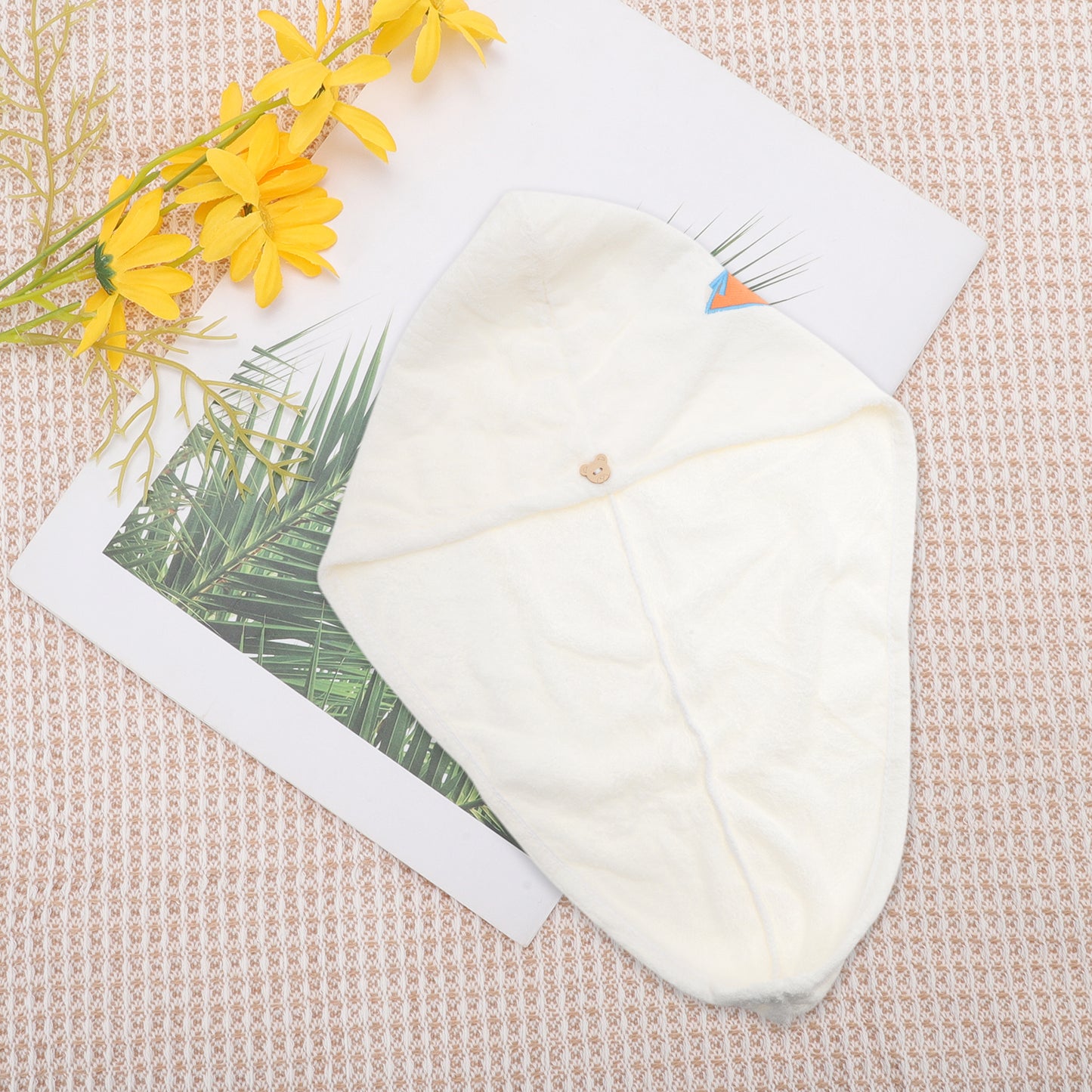 1 Pc Water-absorbent Embroidery Hair Drying Towel for Bathroom White