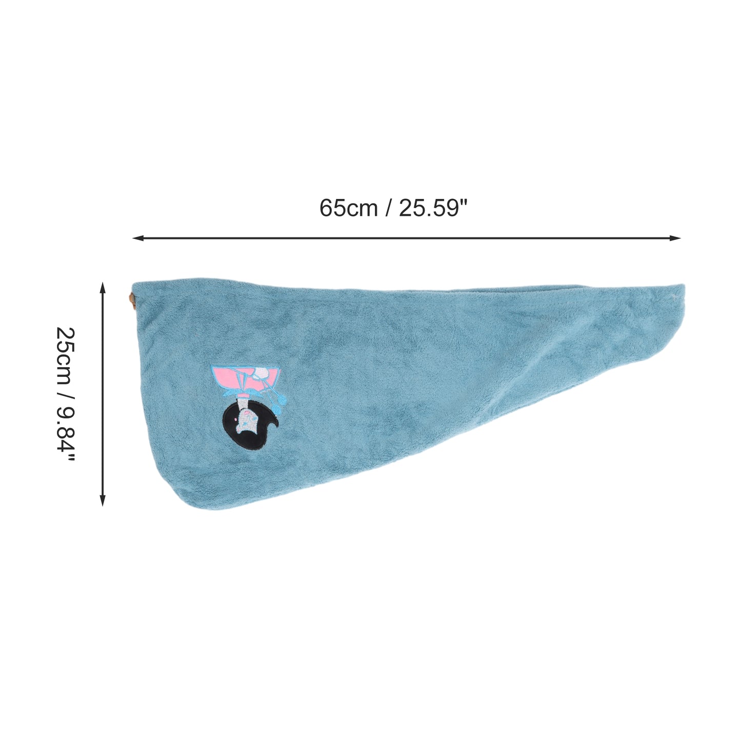 1 Pc Water-absorbent Embroidery Hair Drying Towel for Bathroom Blue