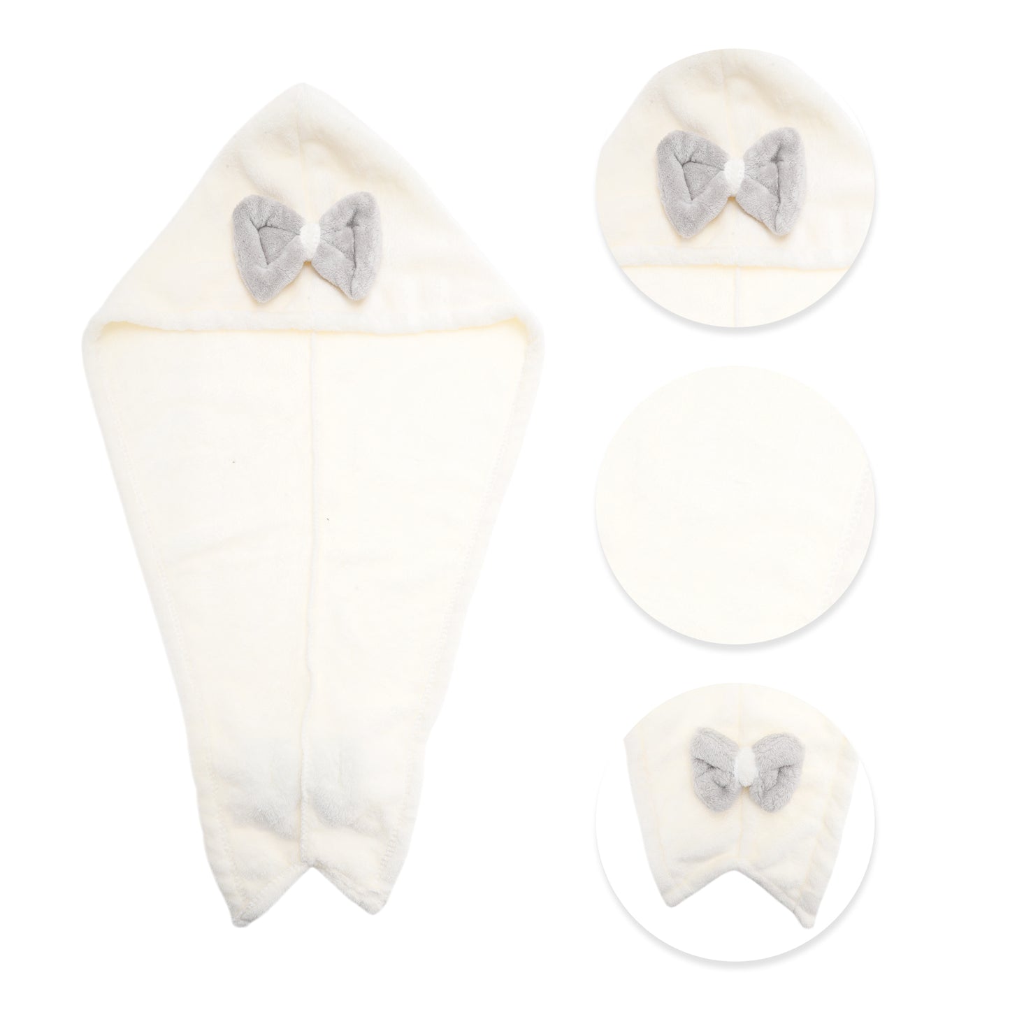 1 Pc Water-absorbent Double Bow Hair Drying Towel for Bathroom White