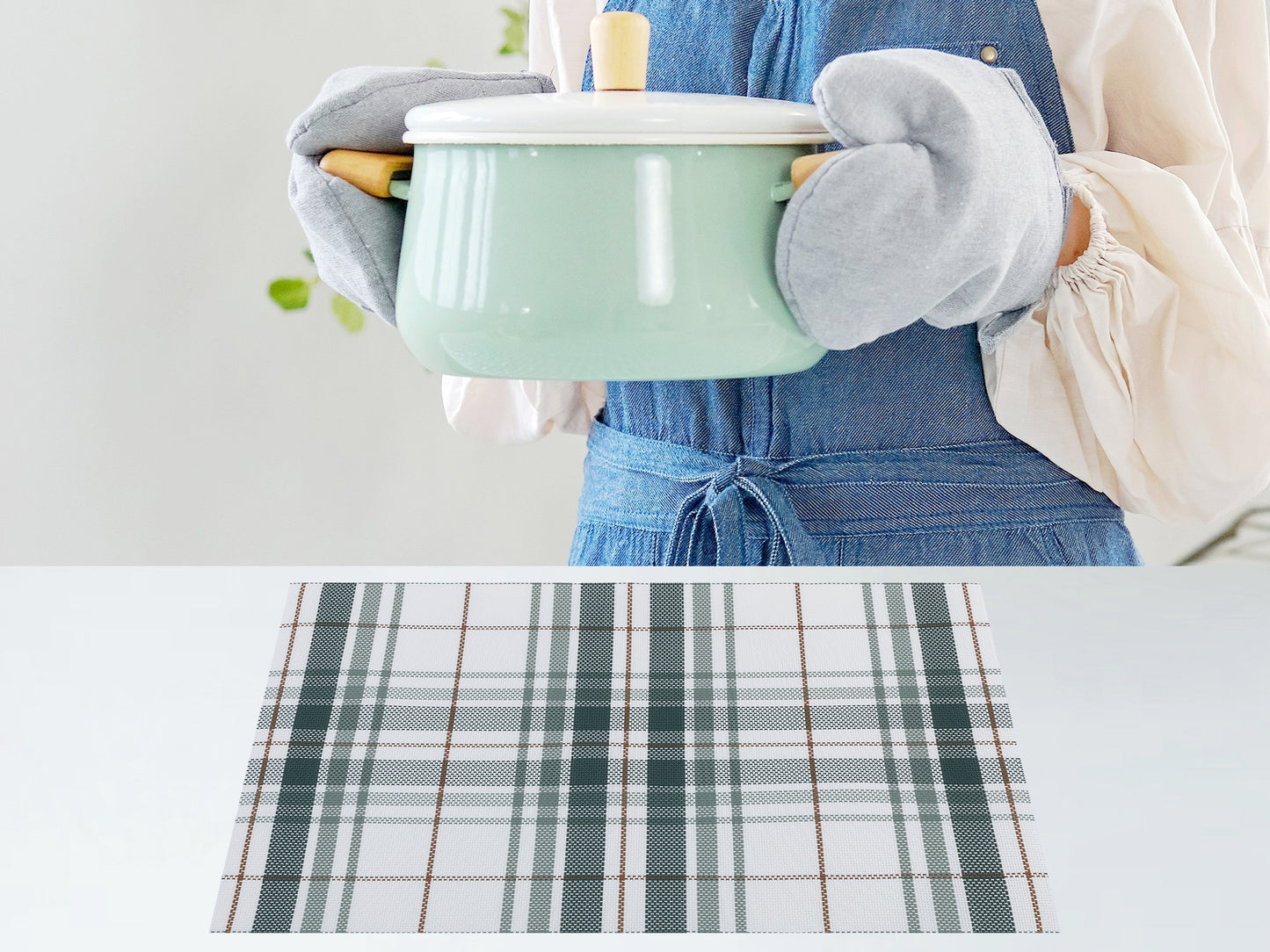 Juego de 6 manteles individuales de PVC para decoración de mesa de cocina y comedor, lavables y resistentes al calor, 45,7 x 30,5 cm