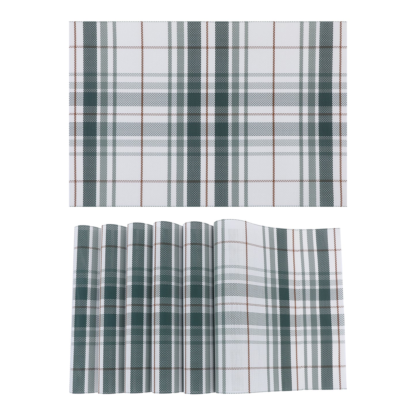 Juego de 6 manteles individuales de PVC para decoración de mesa de cocina y comedor, lavables y resistentes al calor, 45,7 x 30,5 cm