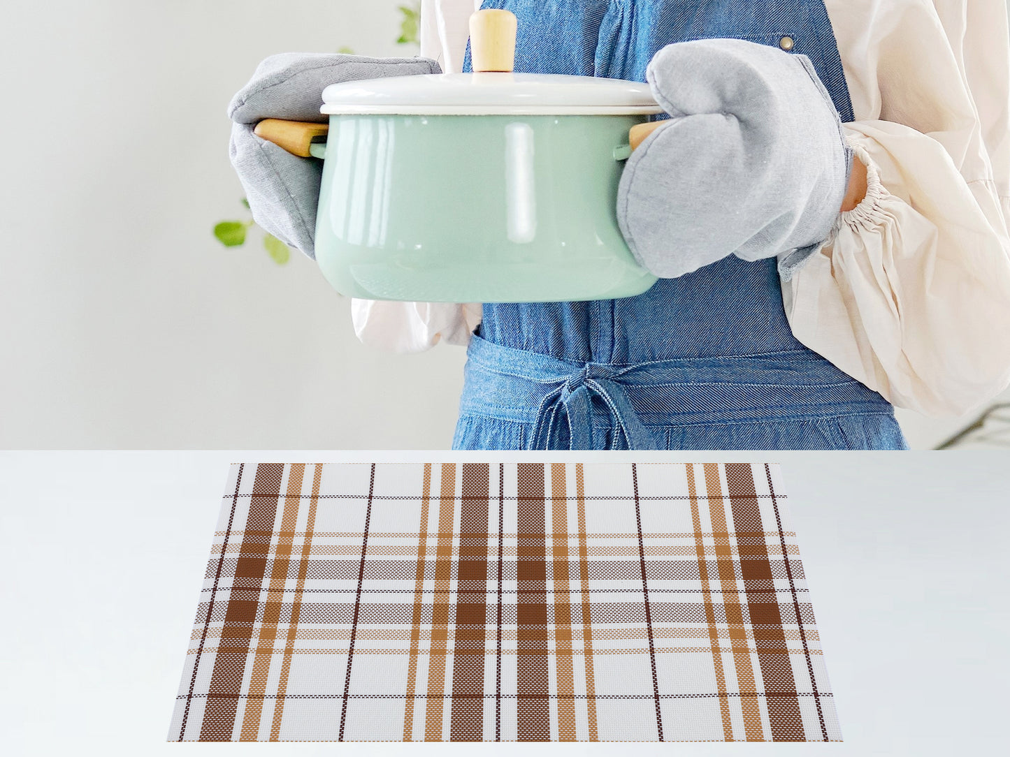 Placemats Set of 6 PVC for Kitchen Dining Table Decor Washable Heat Resistant 18*12in