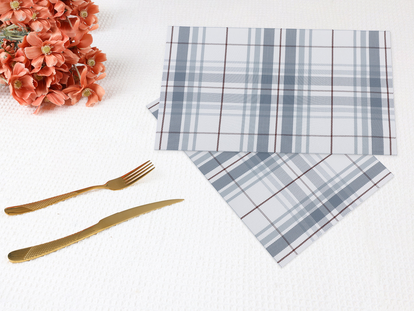 Placemats Set of 6 PVC for Kitchen Dining Table Decor Washable Heat Resistant 18*12in