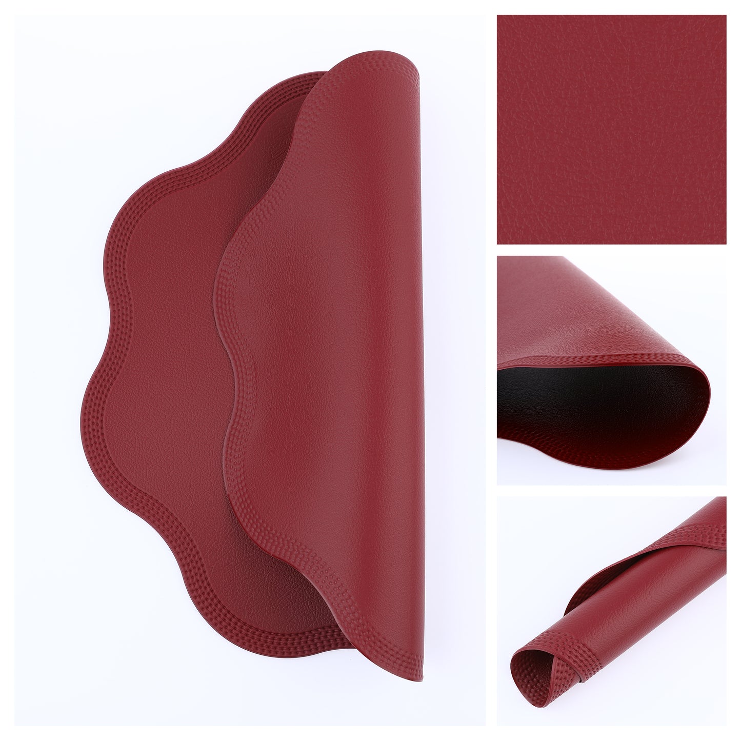 Juego de 6 manteles individuales de piel sintética para decoración de mesa de cocina y comedor, lavables y lavables, 38 x 38 cm