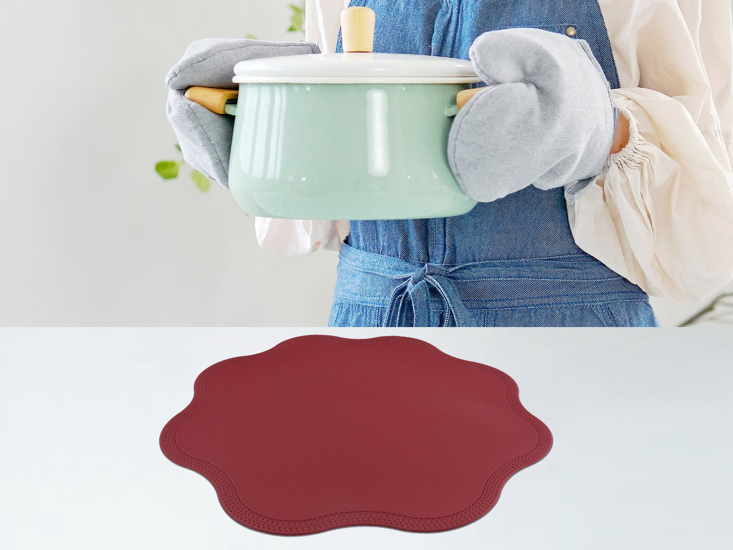 Juego de 6 manteles individuales de piel sintética para decoración de mesa de cocina y comedor, lavables y lavables, 38 x 38 cm
