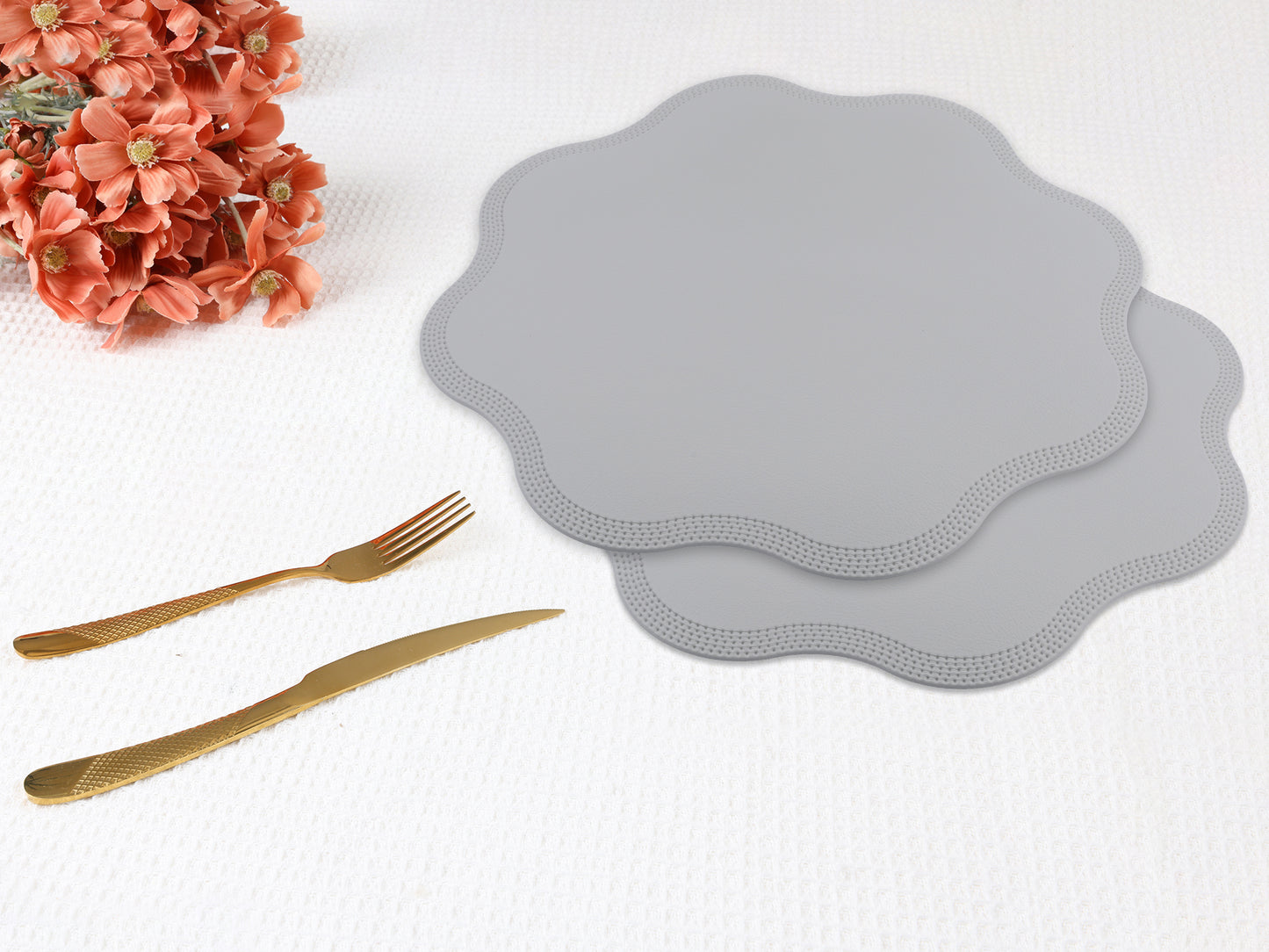 Placemats Set of 6 Faux Leather for Kitchen Dining Table Decor, Washable Wipeable 15*15in