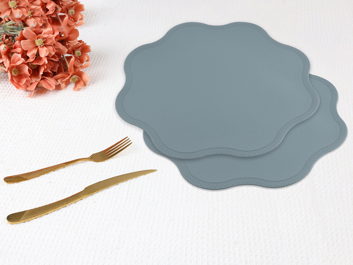 Placemats Set of 6 Faux Leather for Kitchen Dining Table Decor, Washable Wipeable 15*15in