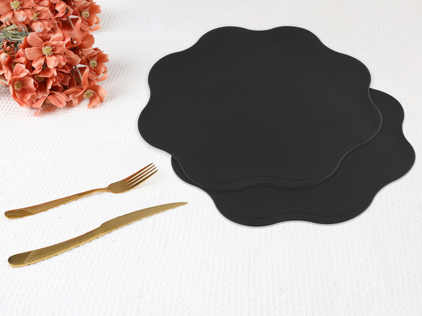 Placemats Set of 6 Faux Leather for Kitchen Dining Table Decor, Washable Wipeable 15*15in