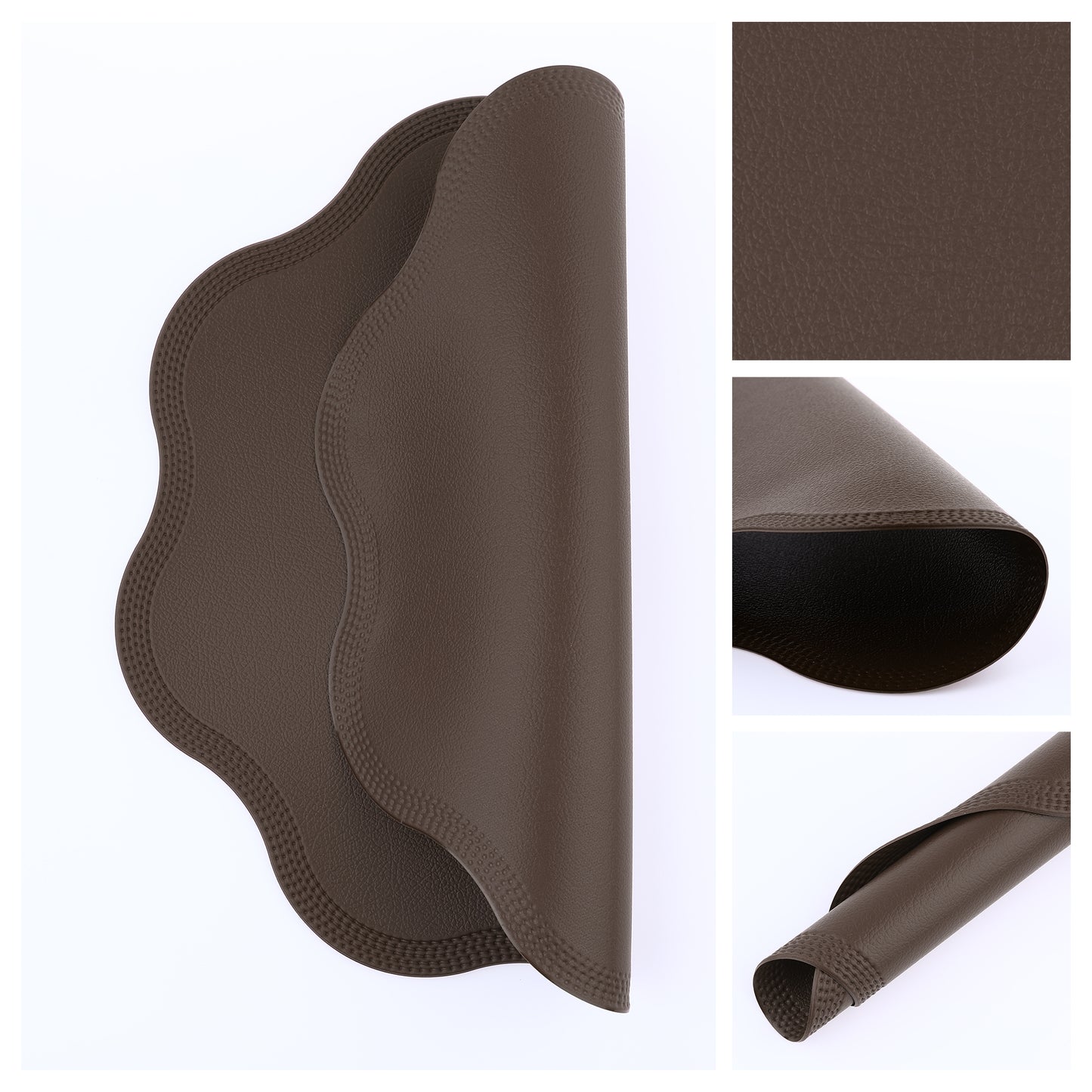 Placemats Set of 6 Faux Leather for Kitchen Dining Table Decor, Washable Wipeable 15*15in