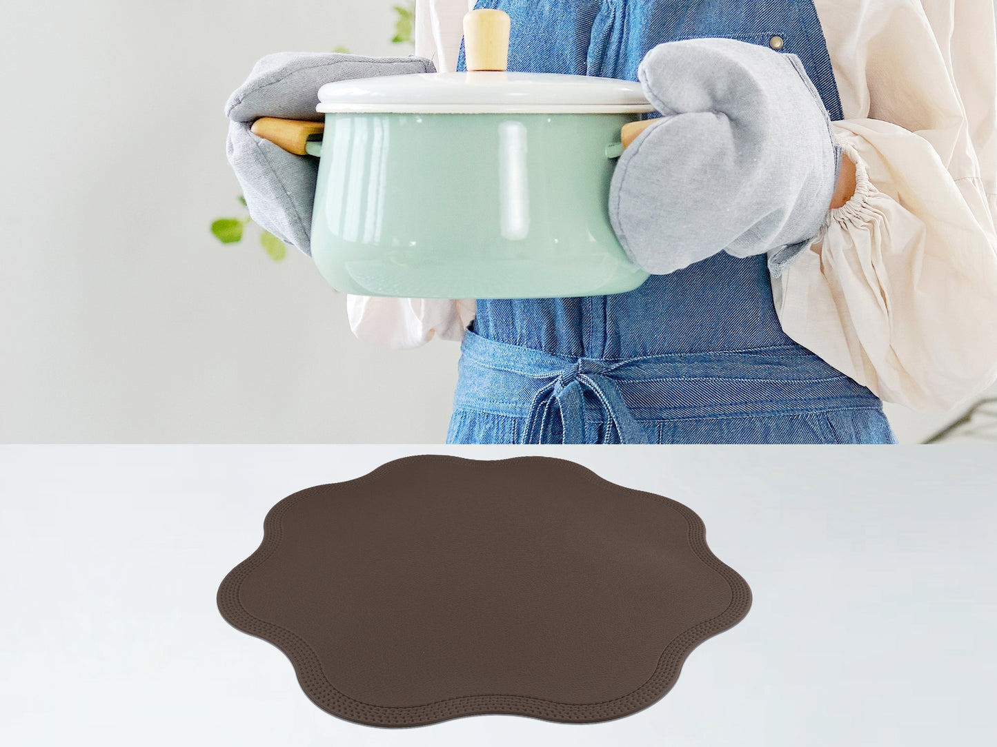 Placemats Set of 6 Faux Leather for Kitchen Dining Table Decor, Washable Wipeable 15*15in
