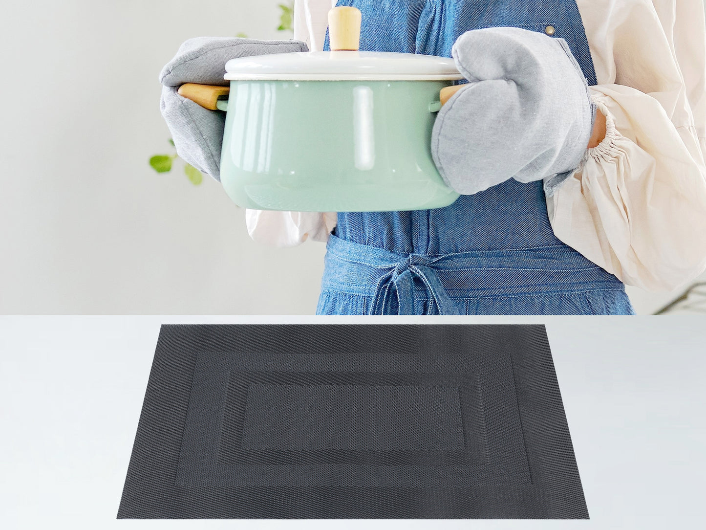 Placemats Set of 6 PVC for Kitchen Dining Table Decor Washable Heat Resistant Wipeable 18*12in