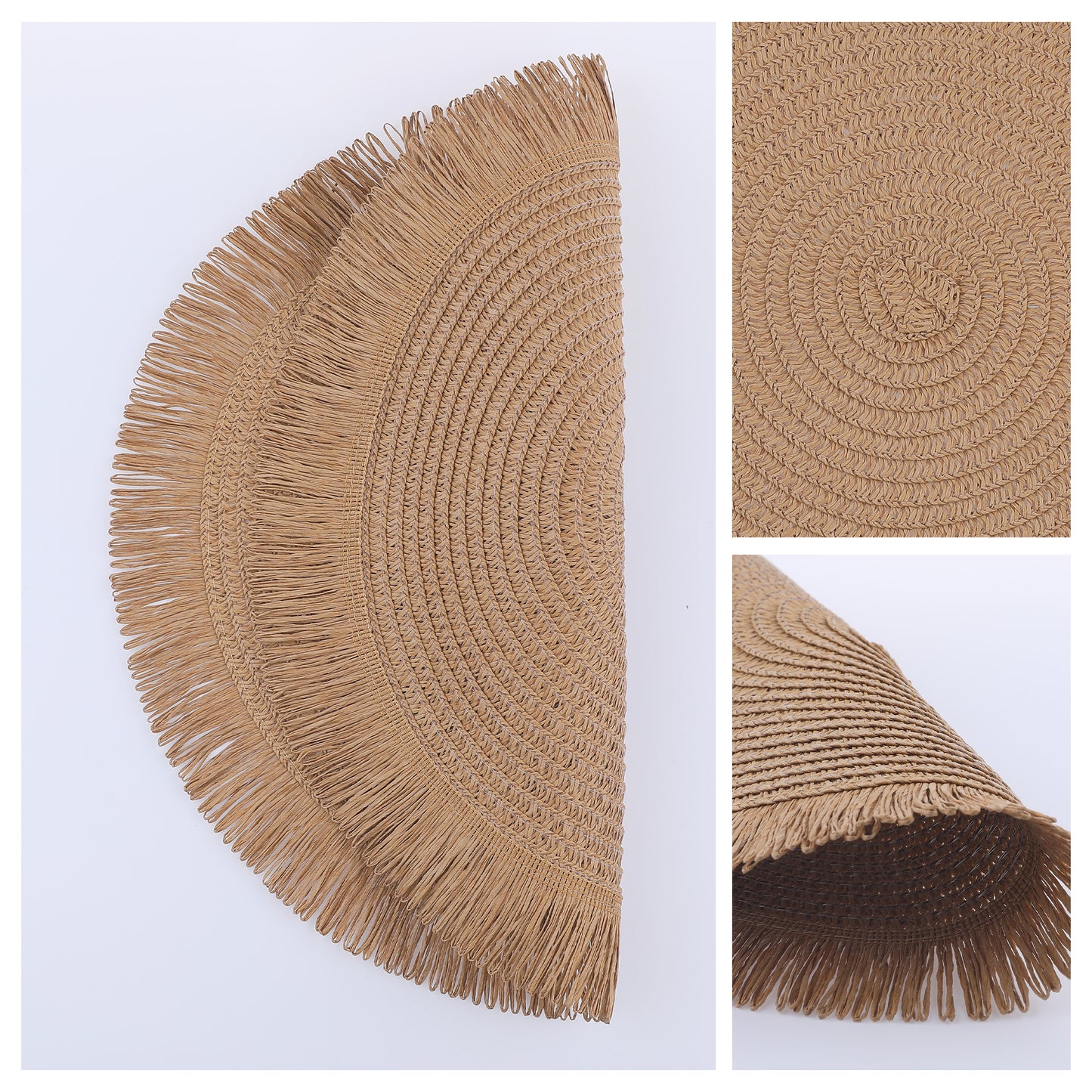 Rustic Placemats Set of 6 Tassel for Dining Table Decor Wipe Clean 15*15in