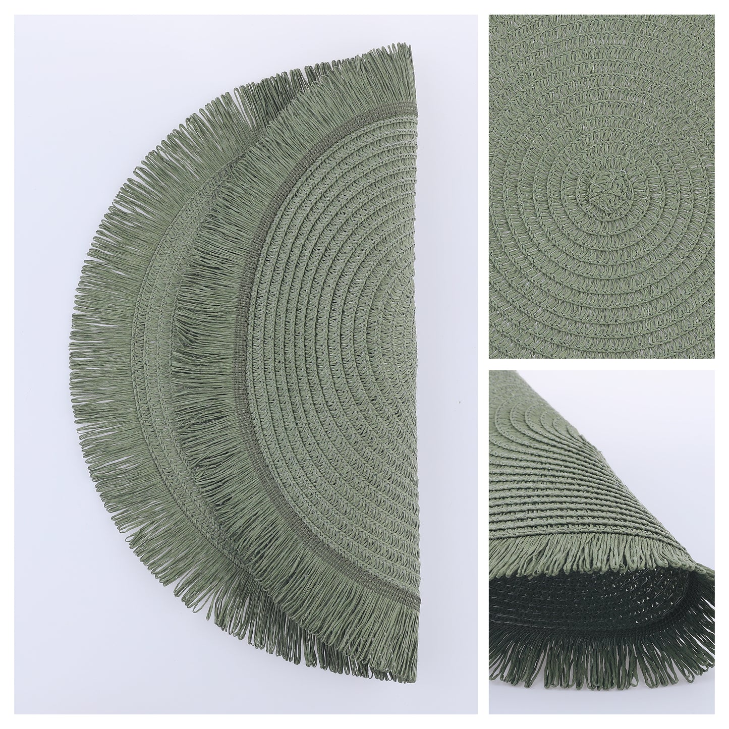 Rustic Placemats Set of 6 Tassel for Dining Table Decor Wipe Clean 15*15in