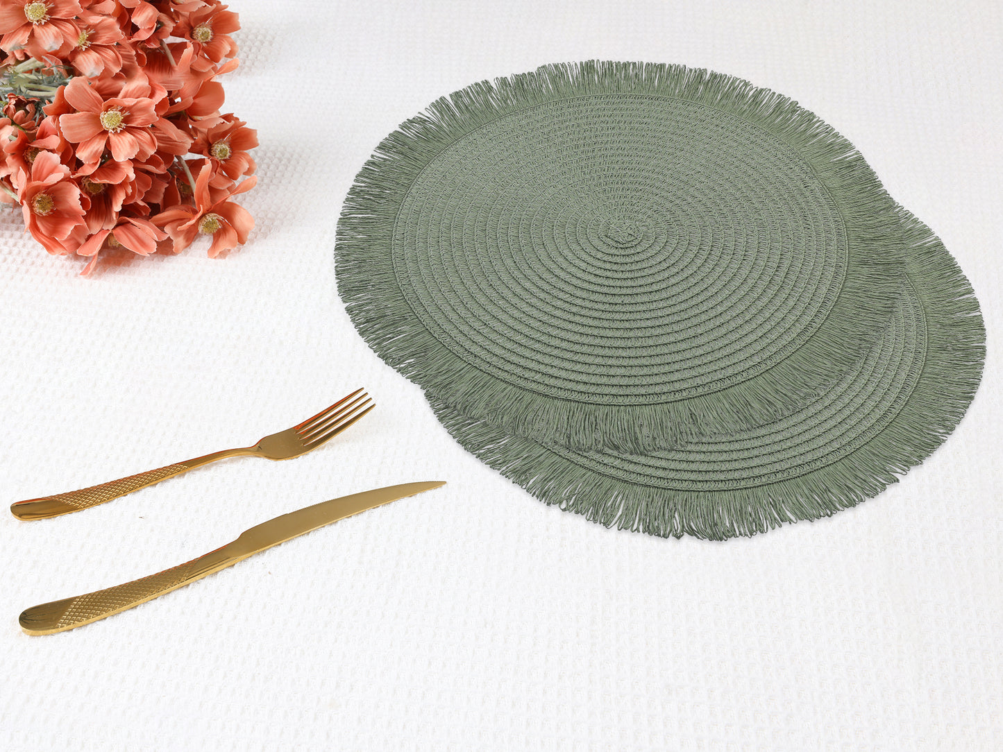 Rustic Placemats Set of 6 Tassel for Dining Table Decor Wipe Clean 15*15in
