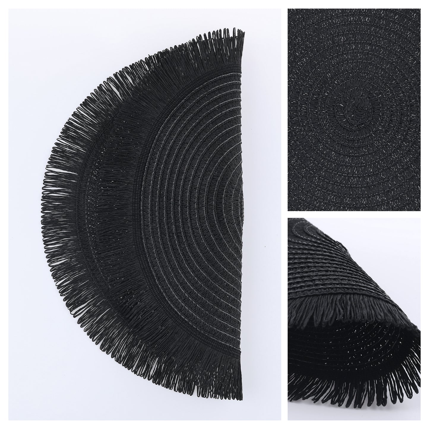 Rustic Placemats Set of 6 Tassel for Dining Table Decor Wipe Clean 15*15in