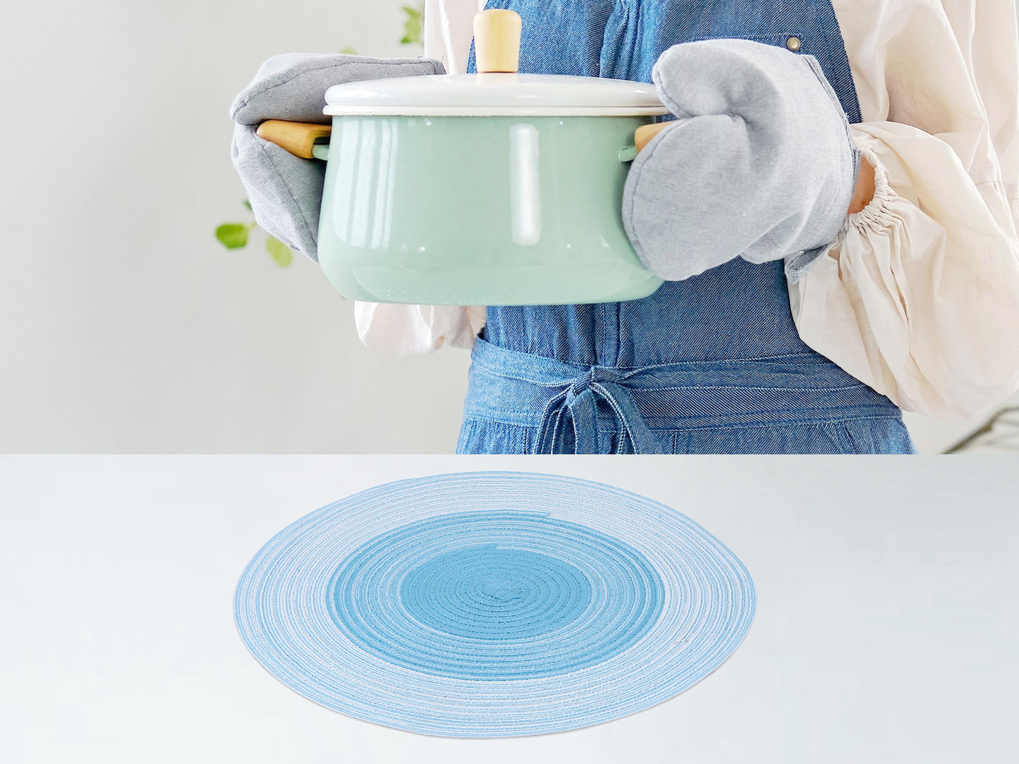 Placemats Set of 6 Rattan for Dining Table Decor Indoor Outdoor Kitchen Wipe Clean 14*14in
