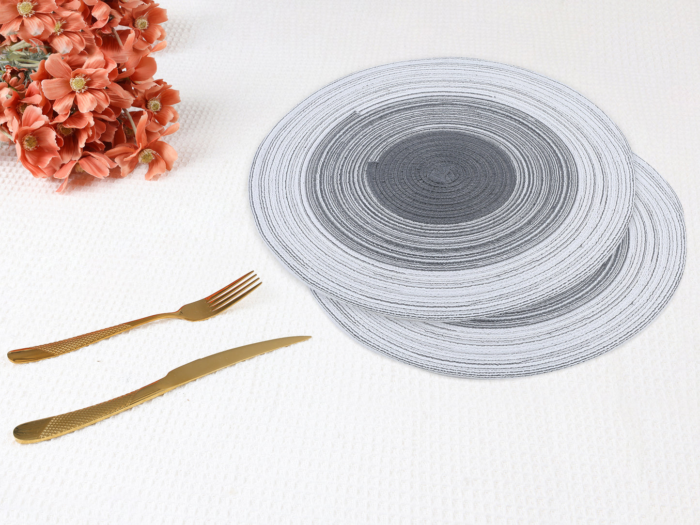 Juego de 6 manteles individuales de ratán para decoración de mesa de comedor, cocina interior y exterior, fáciles de limpiar, 35,5 x 35,5 cm