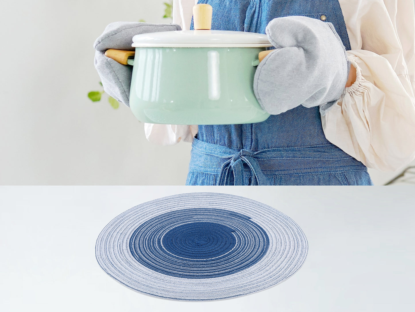 Placemats Set of 6 Rattan for Dining Table Decor Indoor Outdoor Kitchen Wipe Clean 14*14in