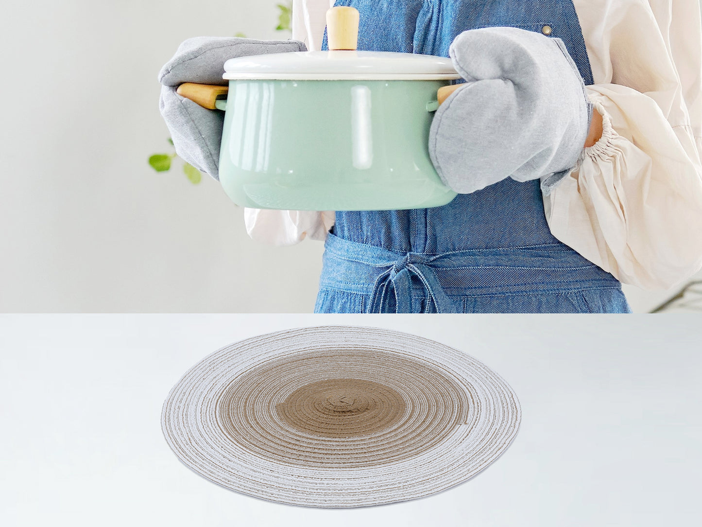Juego de 6 manteles individuales de ratán para decoración de mesa de comedor, cocina interior y exterior, fáciles de limpiar, 35,5 x 35,5 cm