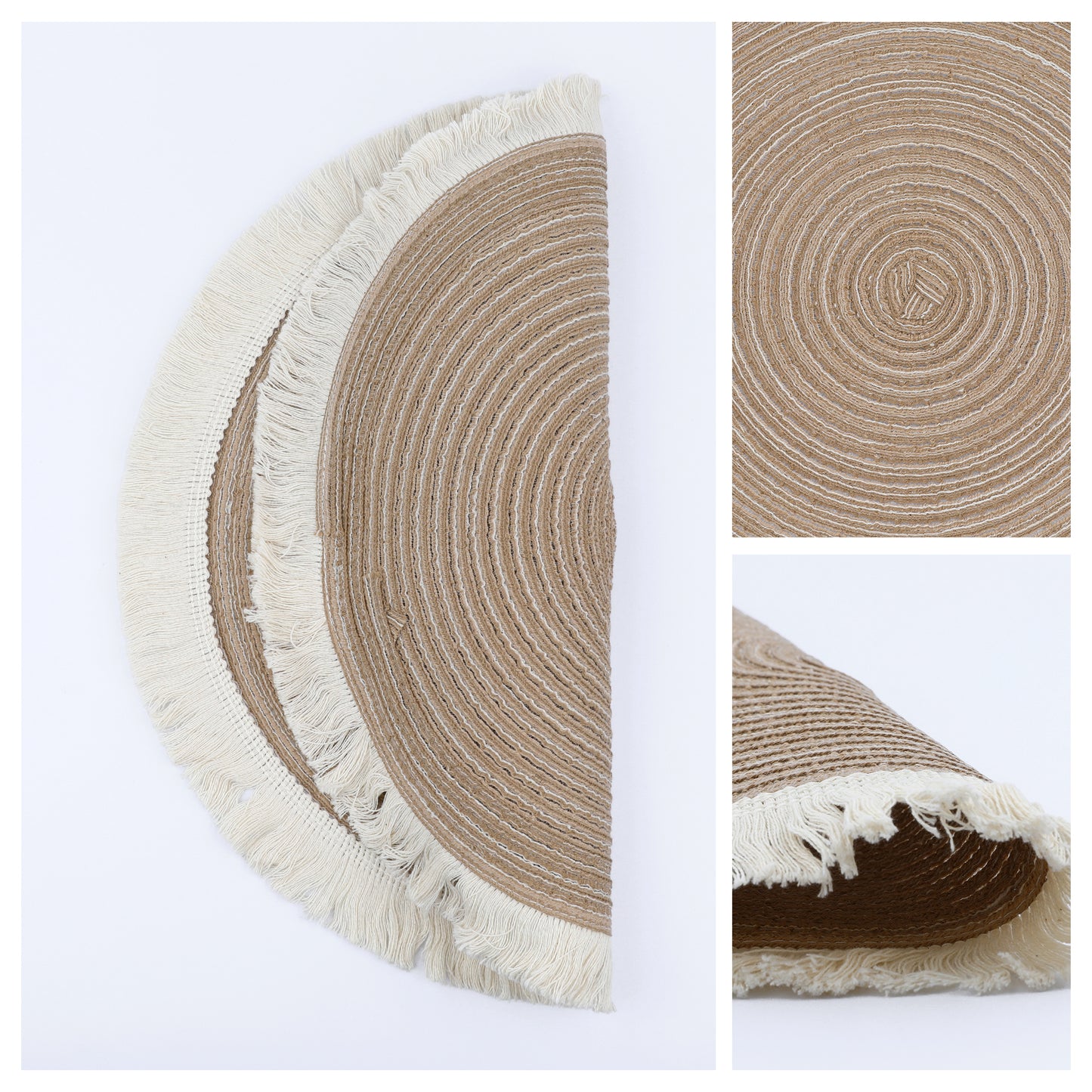 Rustic Placemats Set of 6 Round Rattan for Dining Table Decor Wipe Clean 15*15in