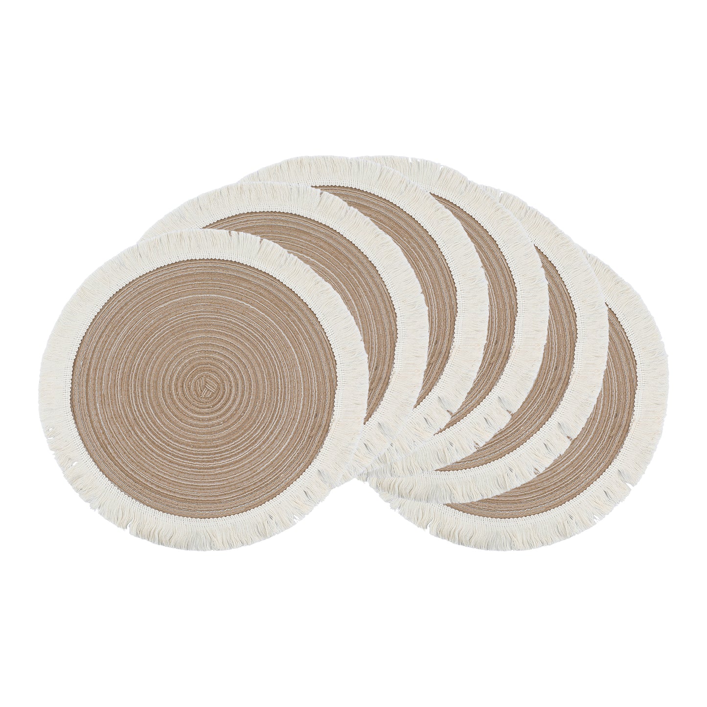 Rustic Placemats Set of 6 Round Rattan for Dining Table Decor Wipe Clean 15*15in