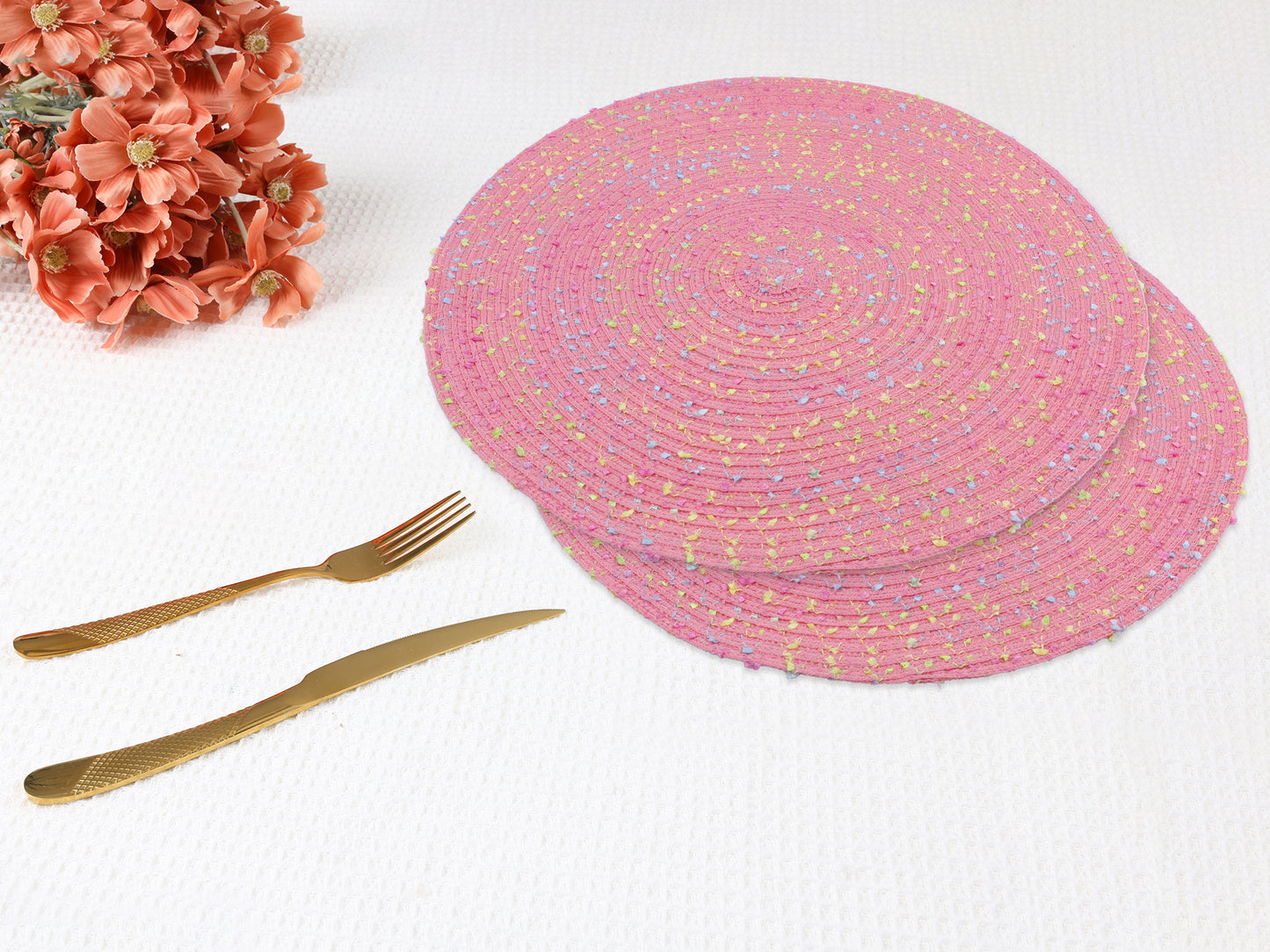 Rustic Placemats Set of 6 Round for Dining Table Decor Wipe Clean 15*15in