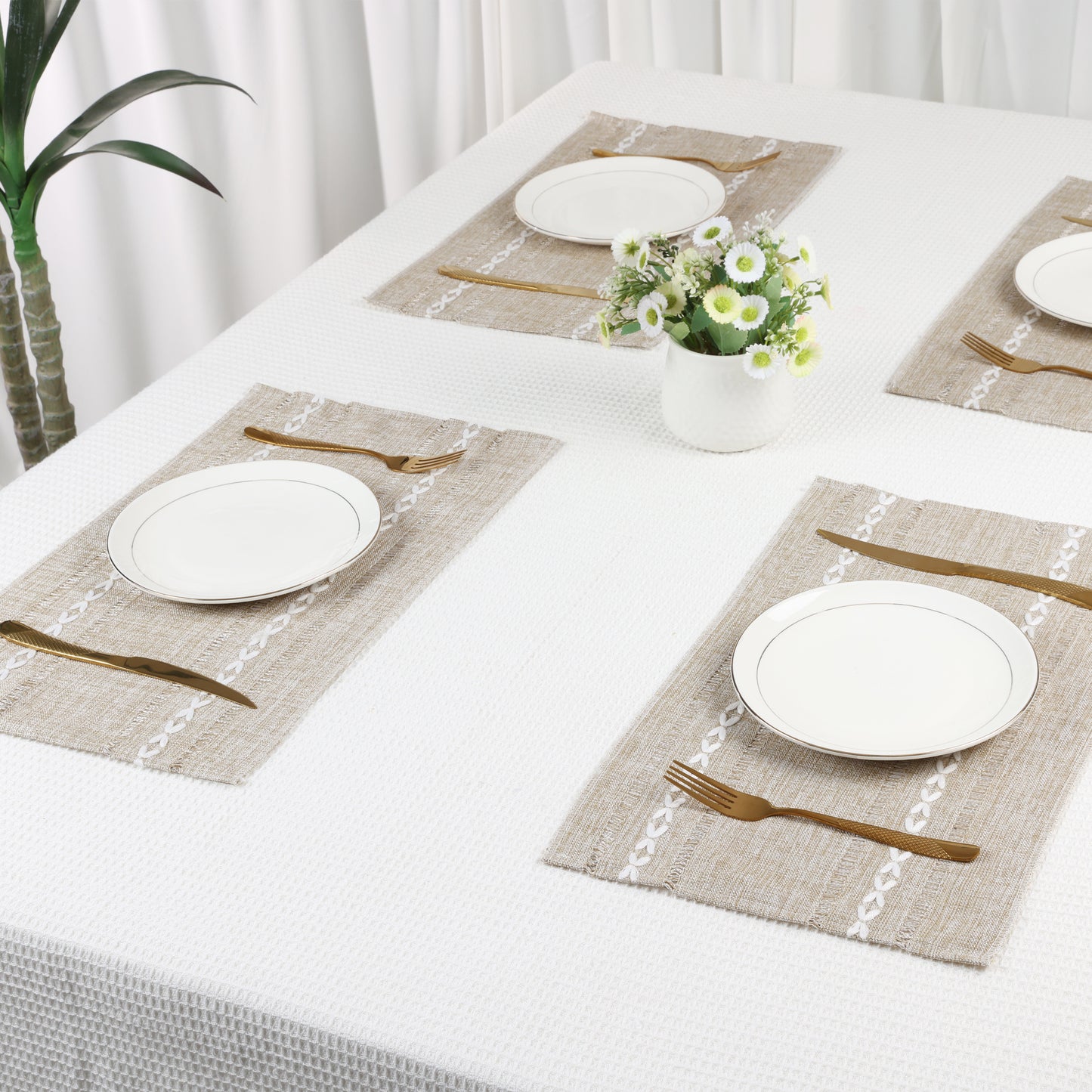 Placemats Set of 8 Linen for Kitchen Dining Table Decor Washable Heat Resistant 20*12in