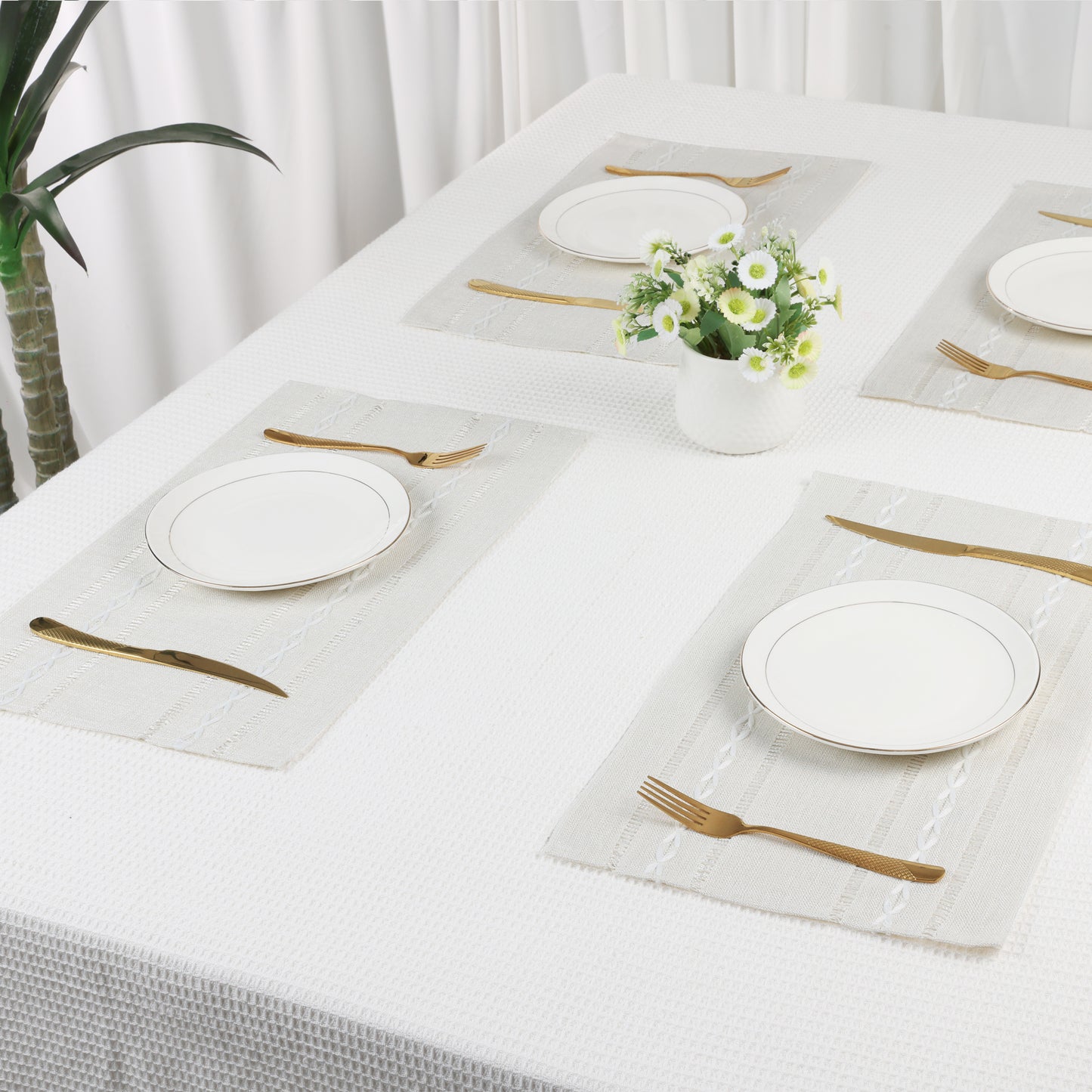 Placemats Set of 8 Linen for Kitchen Dining Table Decor Washable Heat Resistant 20*12in
