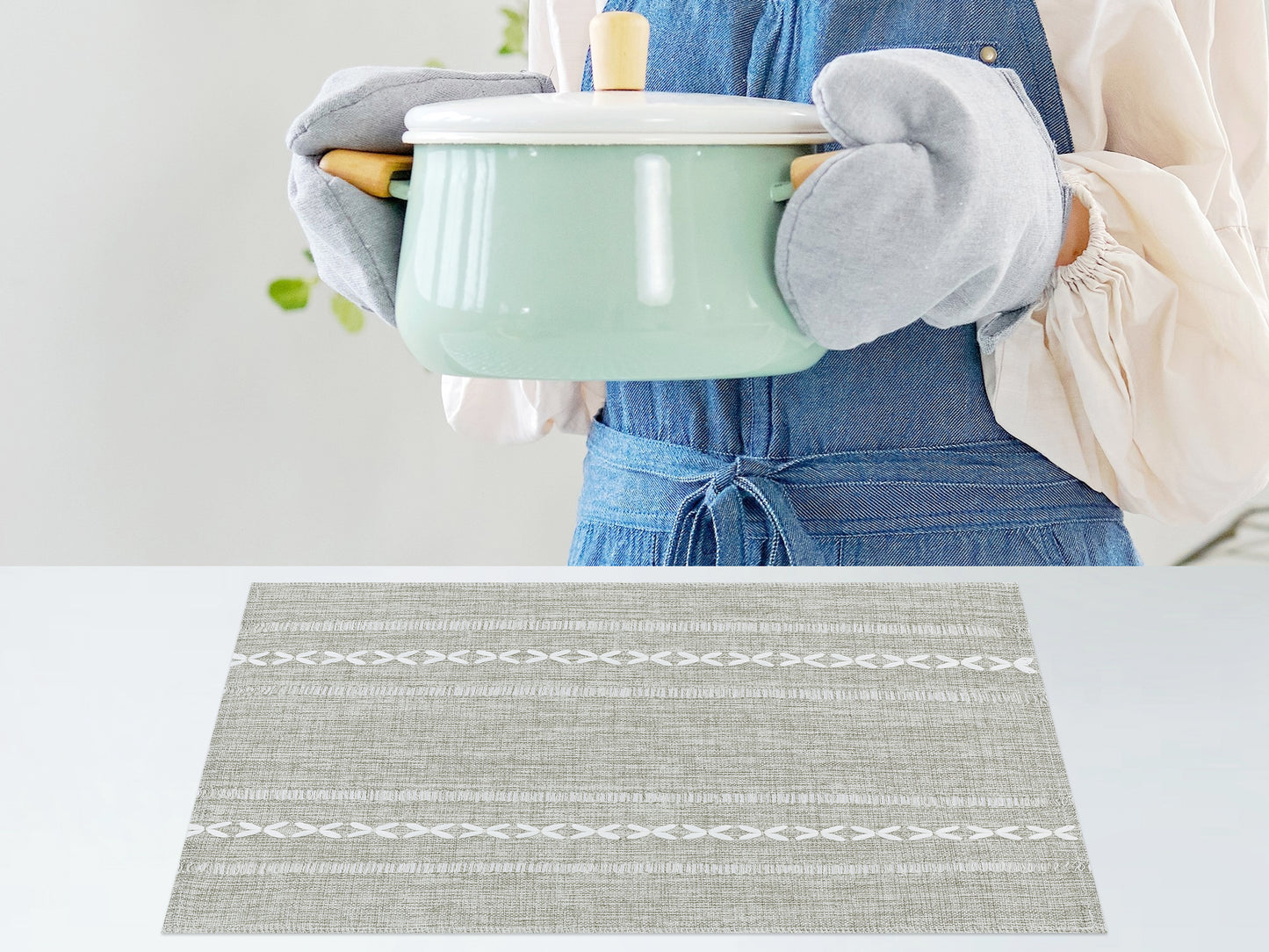 Juego de 8 manteles individuales de lino para decoración de mesa de cocina y comedor, lavables y resistentes al calor, 50 x 30 cm