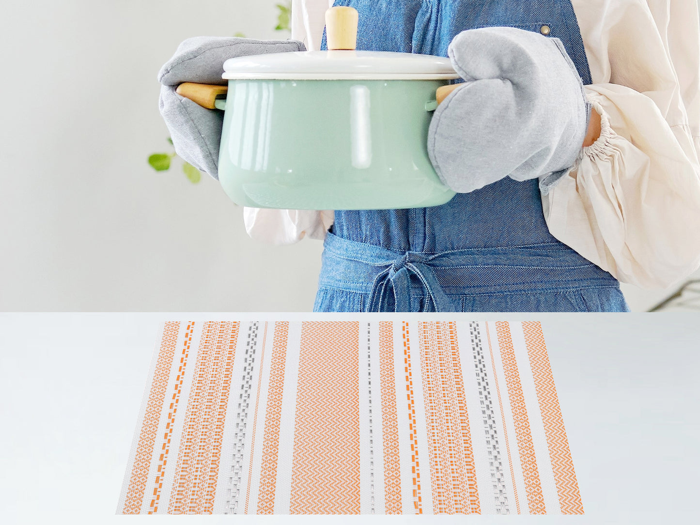 Placemats Set of 6 PVC for Kitchen Dining Table Decor Washable Heat Resistant 18*12in
