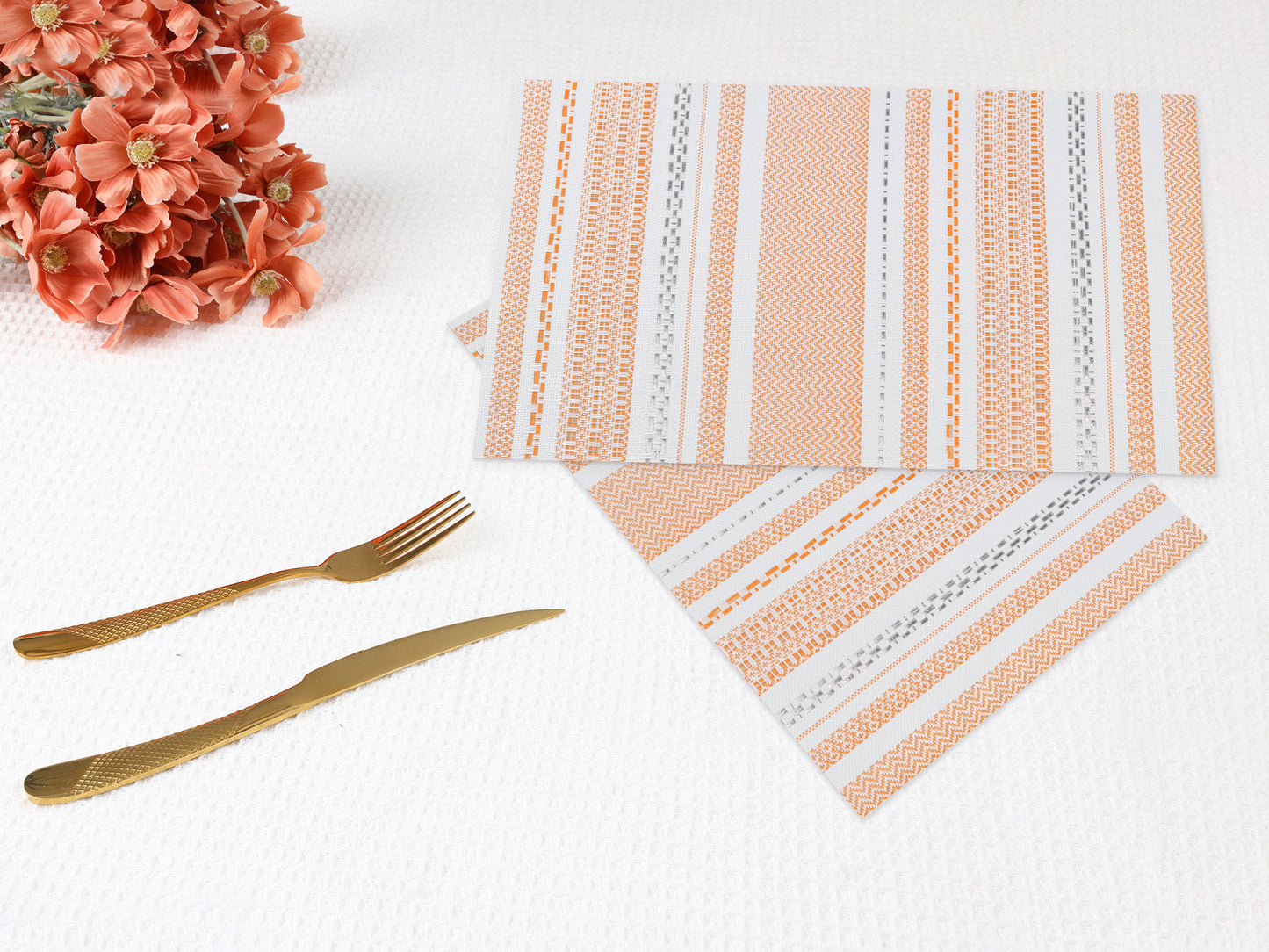 Placemats Set of 6 PVC for Kitchen Dining Table Decor Washable Heat Resistant 18*12in