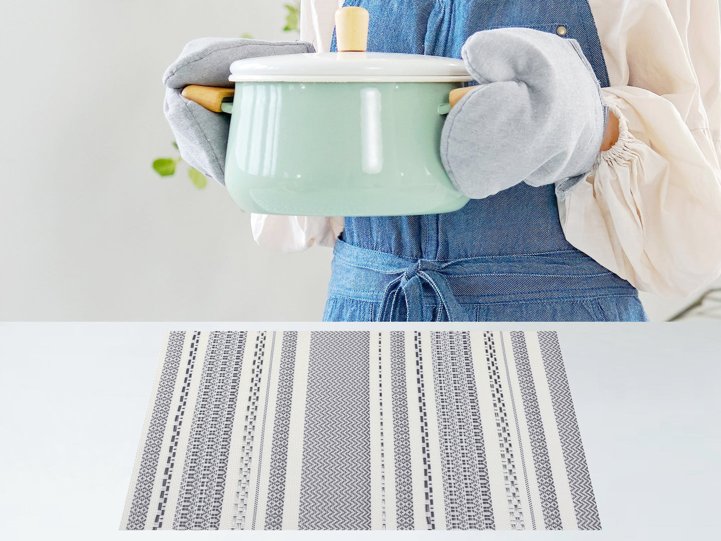 Placemats Set of 6 PVC for Kitchen Dining Table Decor Washable Heat Resistant 18*12in