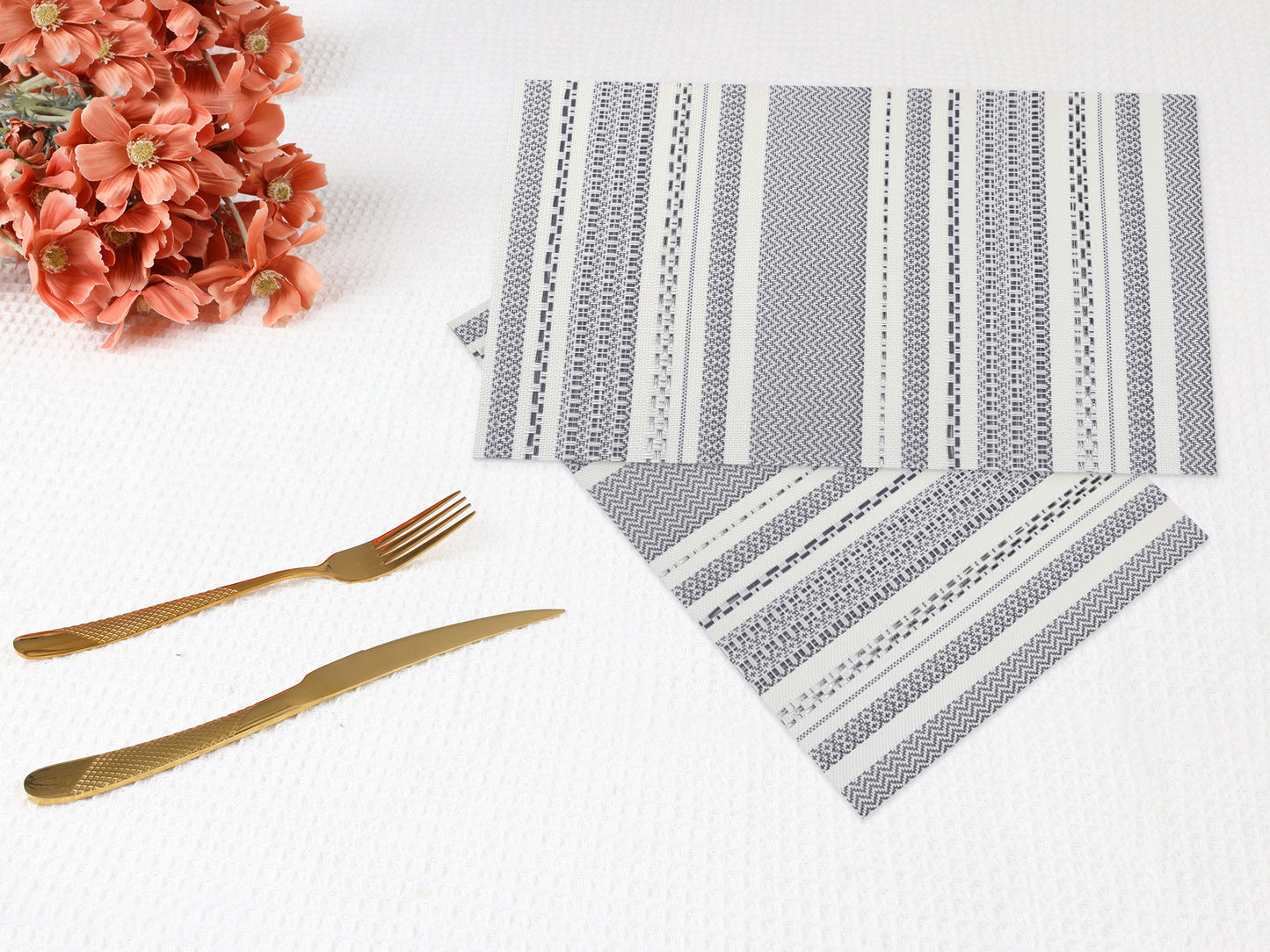 Placemats Set of 6 PVC for Kitchen Dining Table Decor Washable Heat Resistant 18*12in