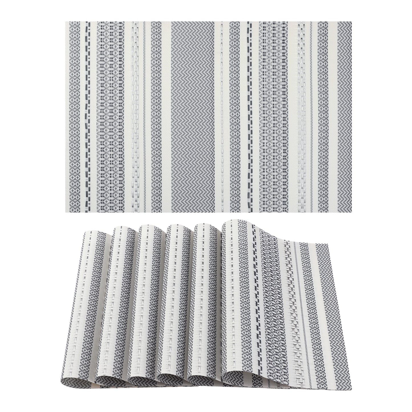 Placemats Set of 6 PVC for Kitchen Dining Table Decor Washable Heat Resistant 18*12in
