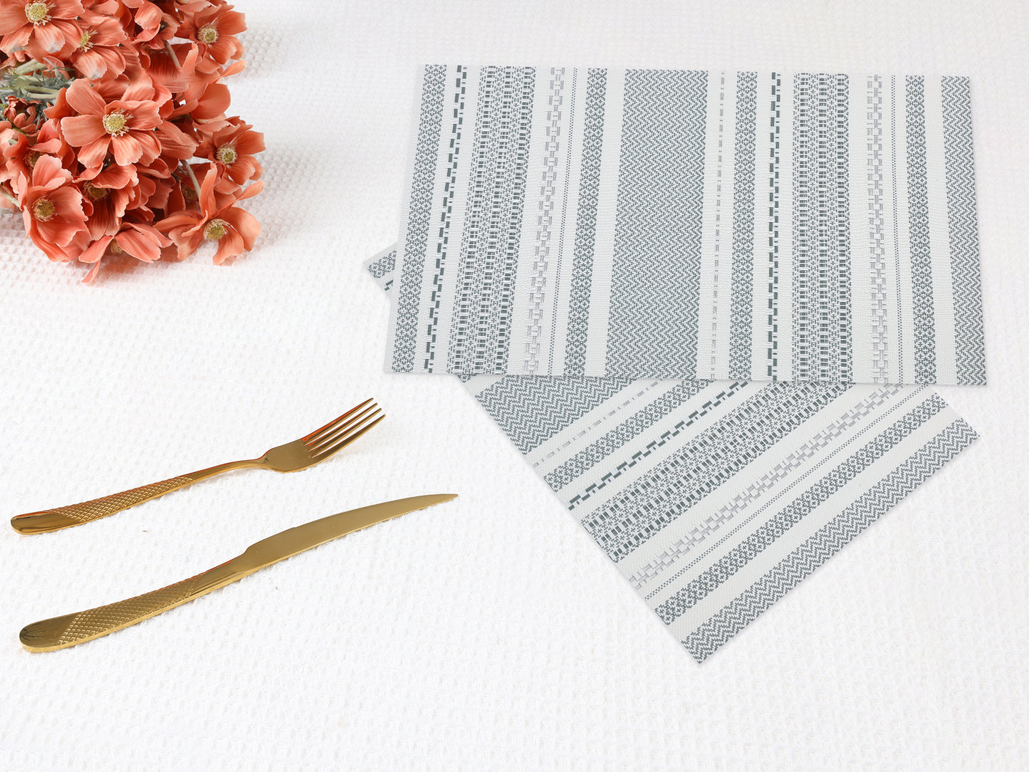 Placemats Set of 6 PVC for Kitchen Dining Table Decor Washable Heat Resistant 18*12in