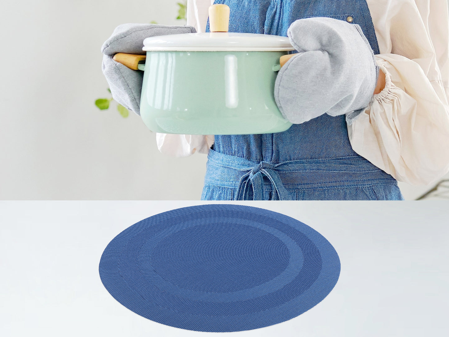 Set of 6 PVC Round Placemats for Kitchen Dining Table Decor Washable Heat Resistant 15*15in