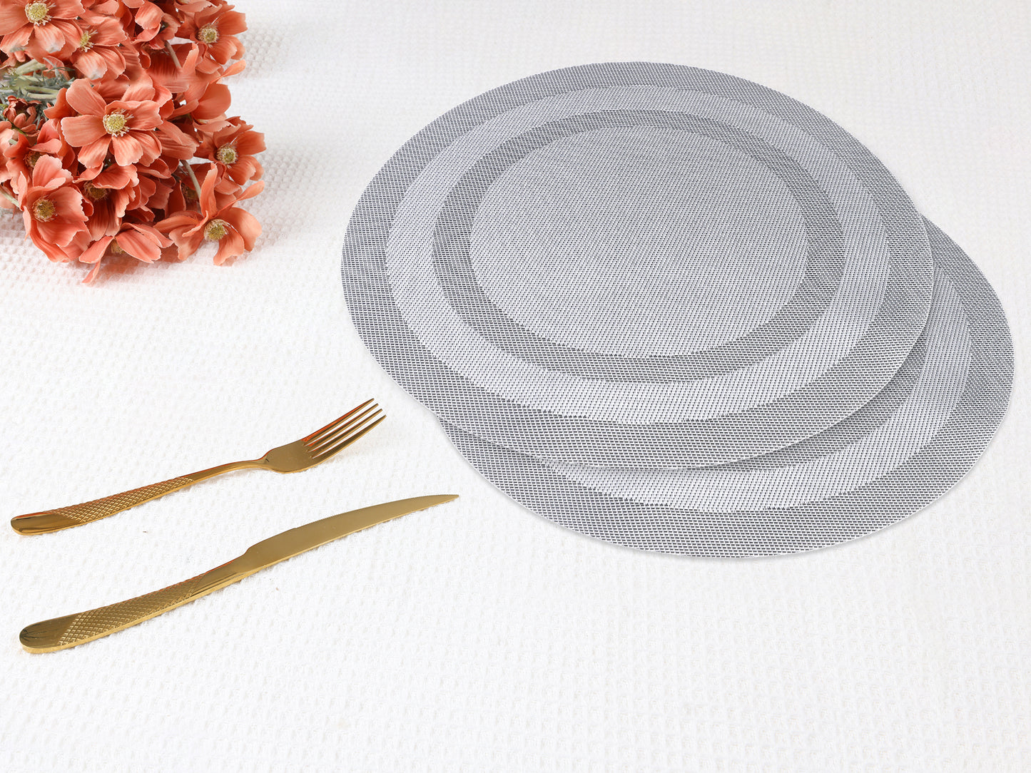Set of 6 Round Placemats for Kitchen Dining Table Decor Washable Heat Resistant 15*15in