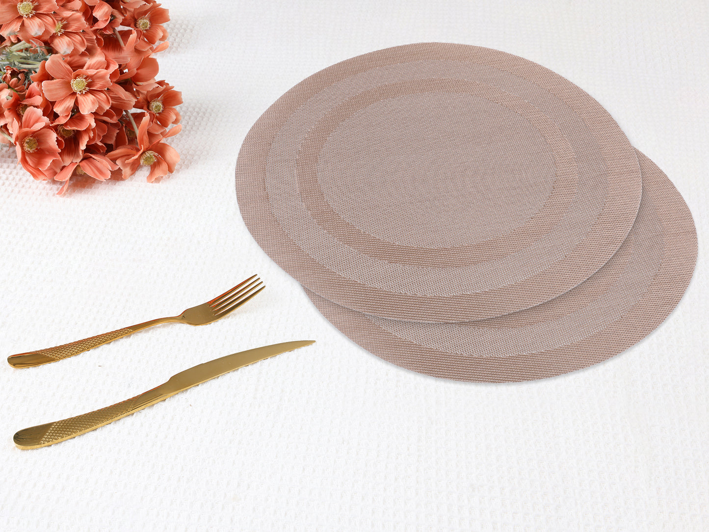 Set of 6 Round Placemats for Kitchen Dining Table Decor Washable Heat Resistant 15*15in