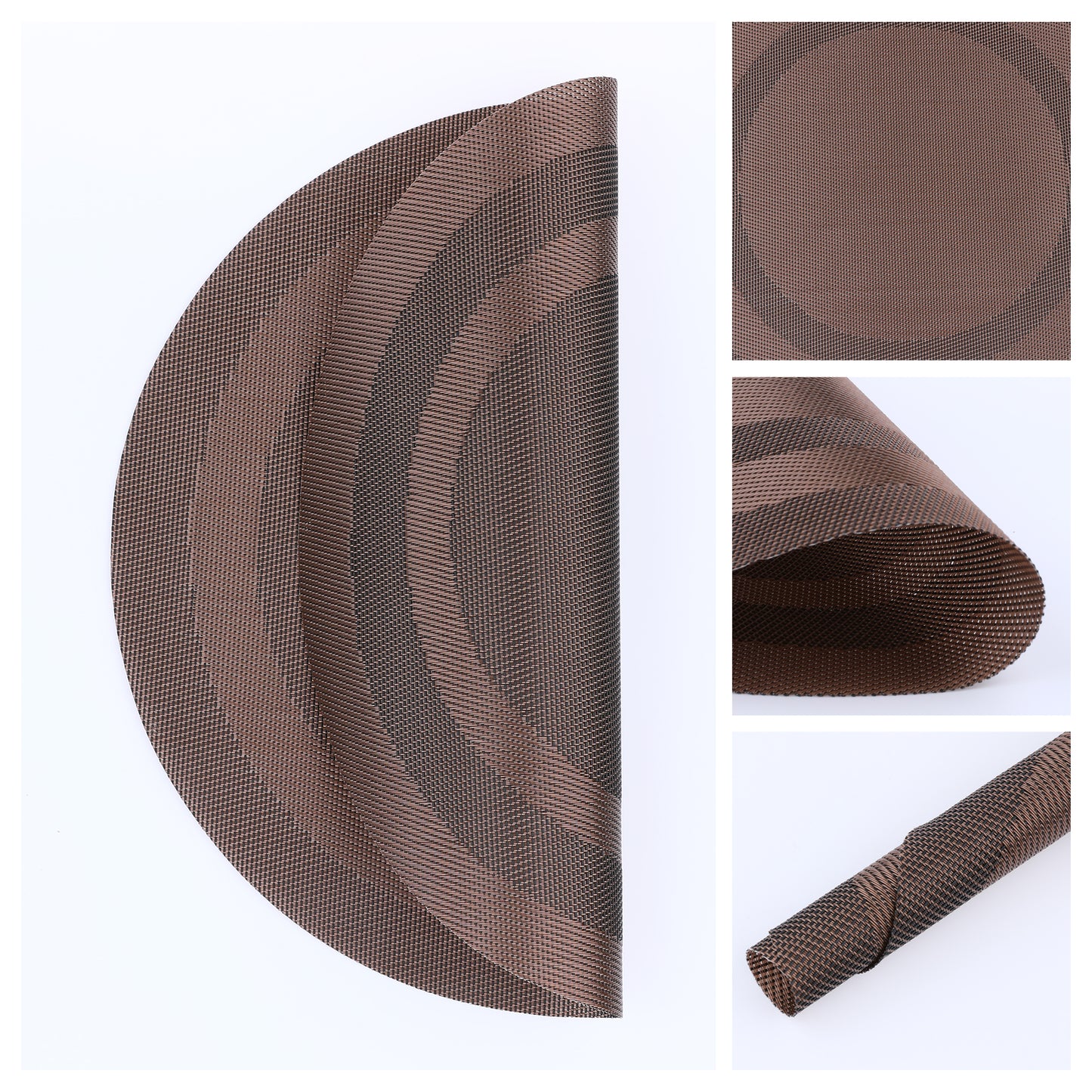 Set of 6 PVC Round Placemats for Kitchen Dining Table Decor Washable Heat Resistant 15*15in