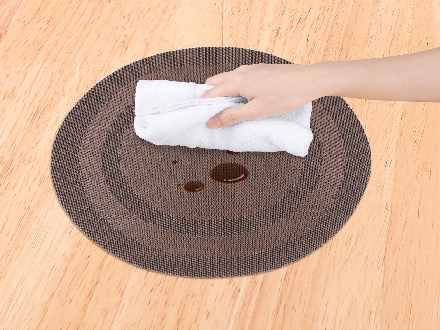 Set of 6 PVC Round Placemats for Kitchen Dining Table Decor Washable Heat Resistant 15*15in