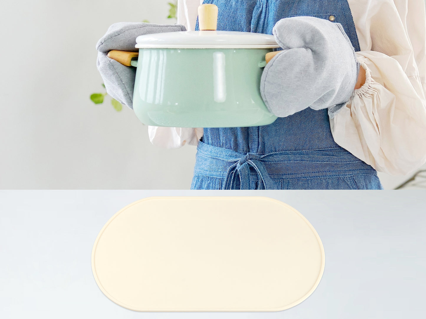Juego de 6 manteles individuales de silicona para decoración de mesa de cocina y comedor, lavables y resistentes al calor, 15 x 10 pulgadas