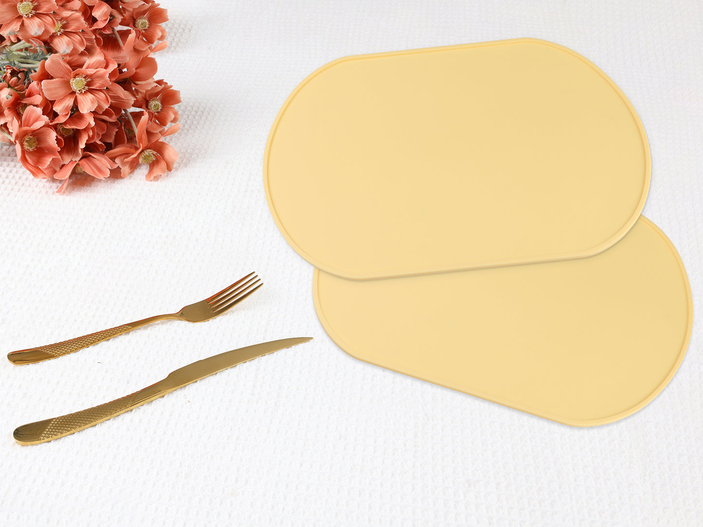 Juego de 6 manteles individuales de silicona para decoración de mesa de cocina y comedor, lavables y resistentes al calor, 15 x 10 pulgadas