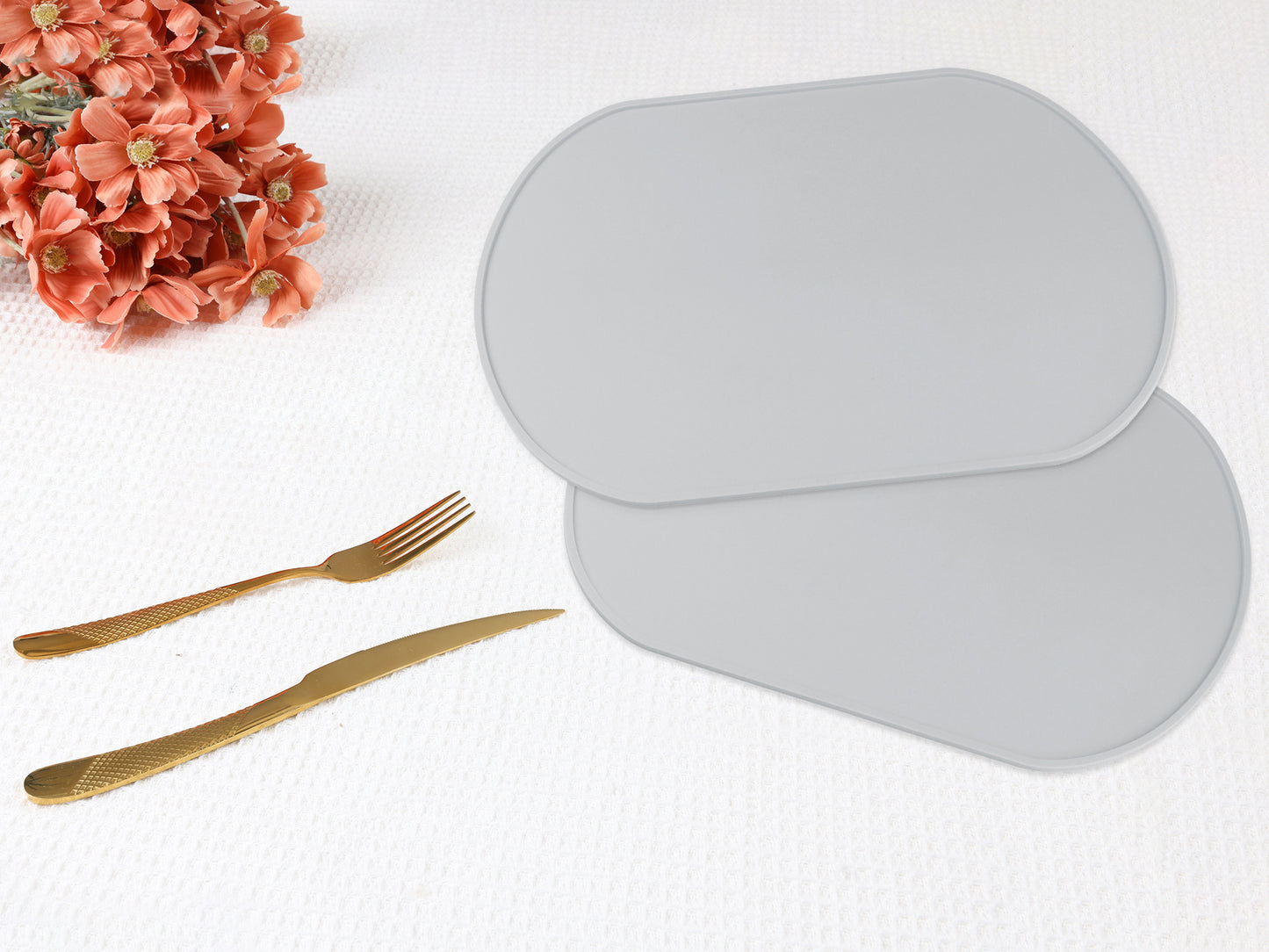 Juego de 6 manteles individuales de silicona para decoración de mesa de cocina y comedor, lavables y resistentes al calor, 15 x 10 pulgadas