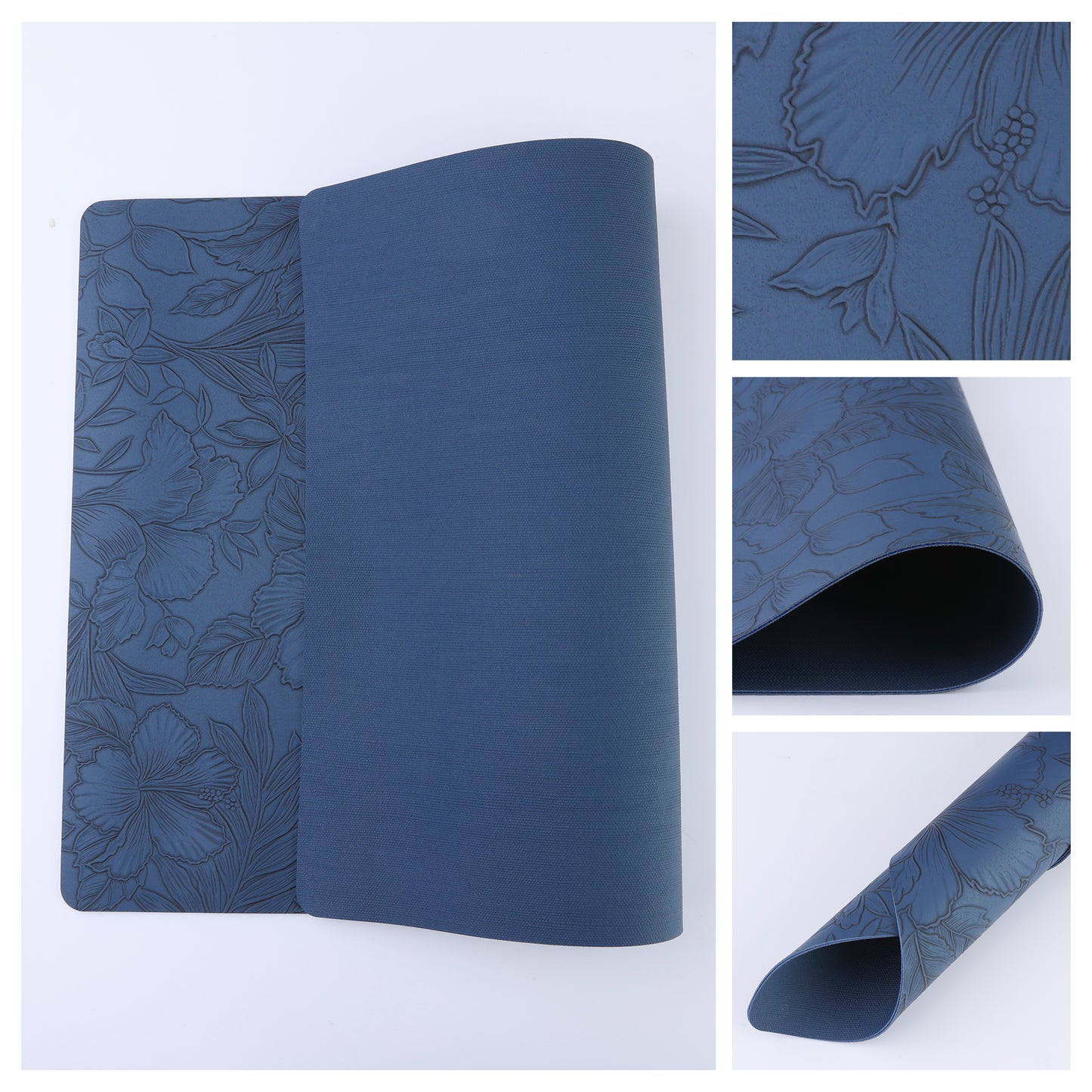 Set of 6 Faux Leather Flower Placemats for Kitchen Dining Table Decor Washable Wipeable 18*12in