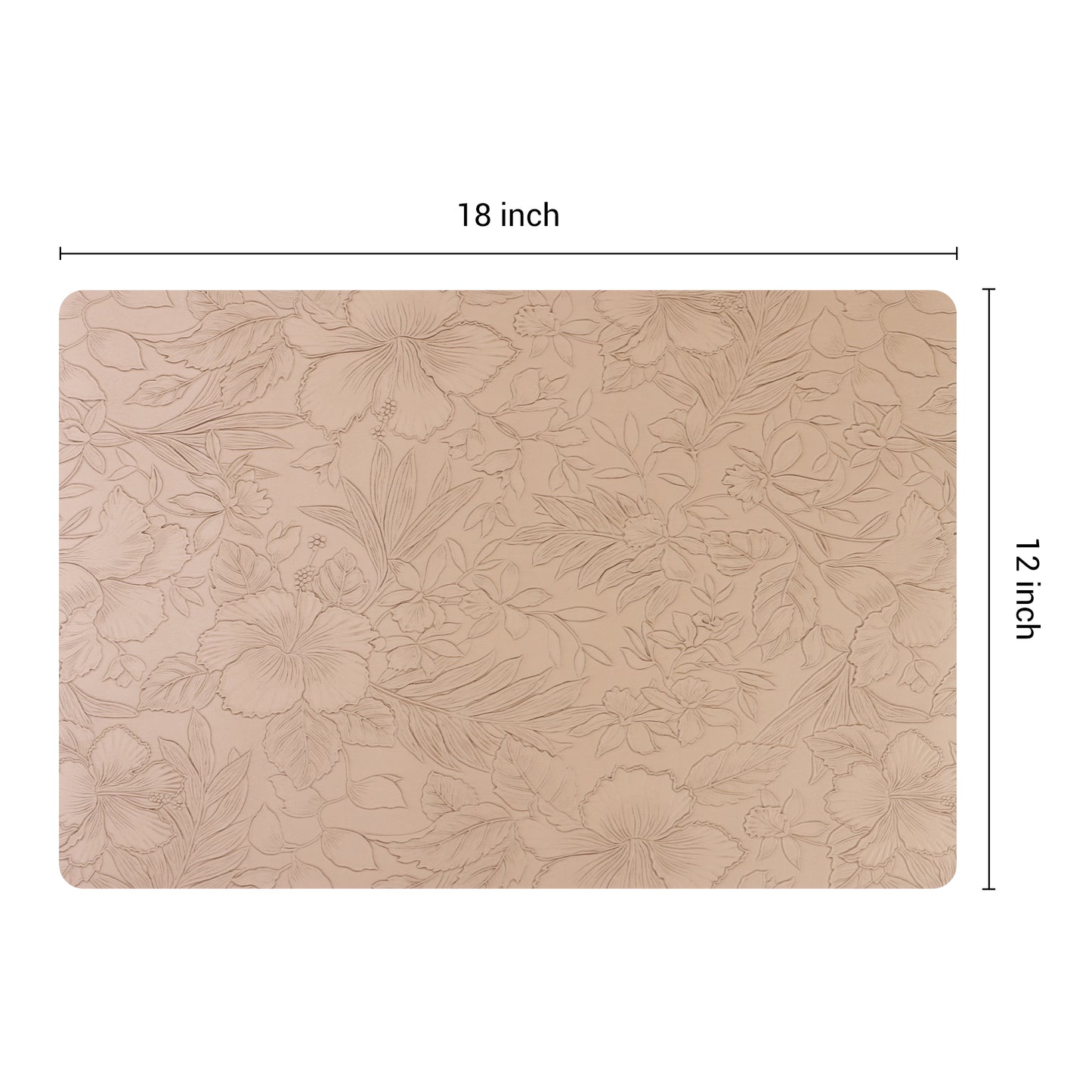 Set of 6 Faux Leather Flower Placemats for Kitchen Dining Table Decor Washable Wipeable 18*12in