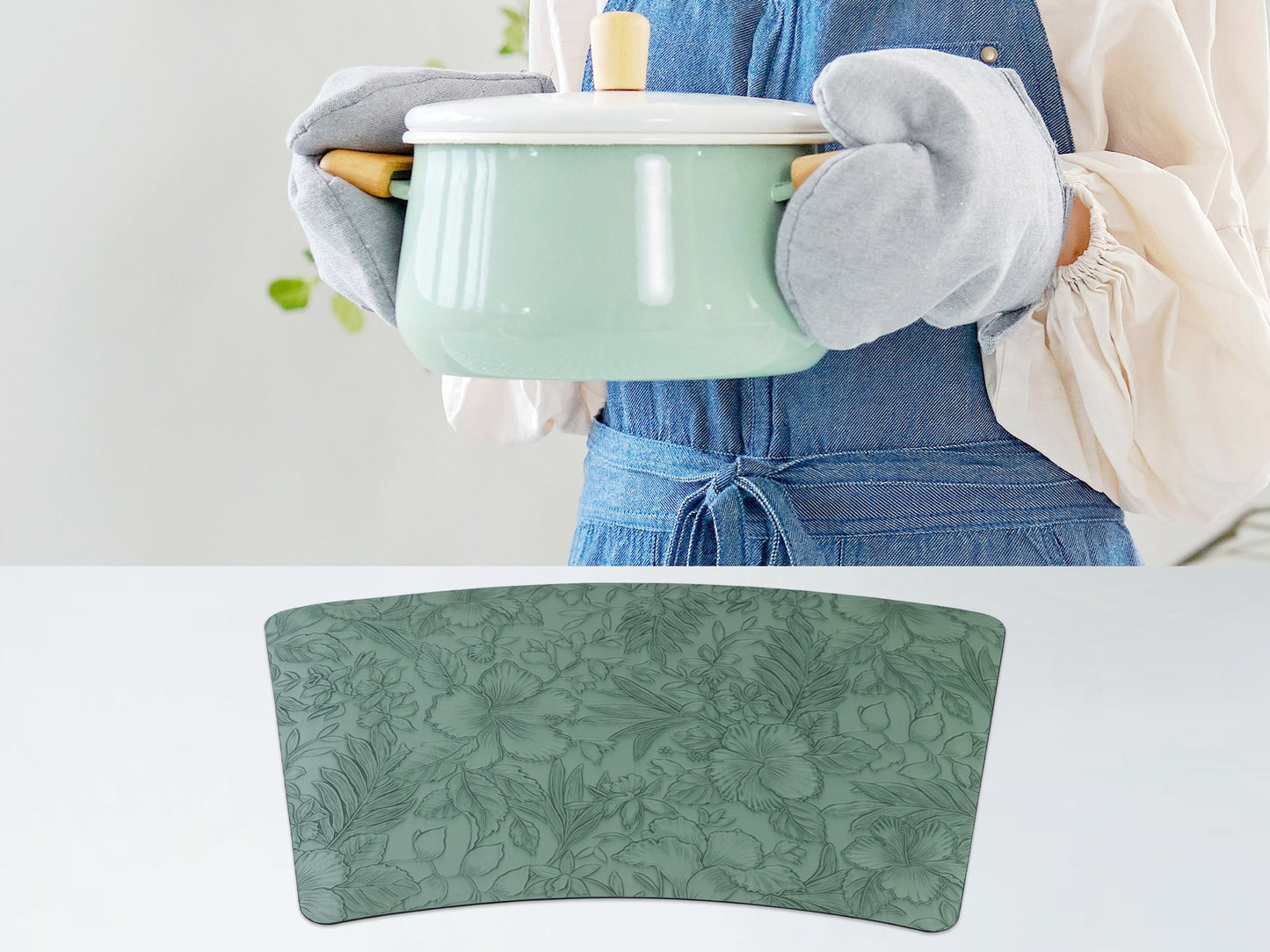 Set of 6 Placemats, Faux Leather Flowers for Kitchen Dining Table Decor 19*12in