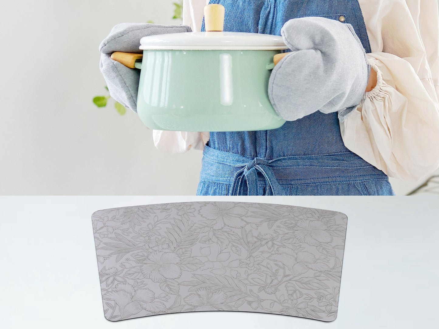 Set of 6 Placemats, Faux Leather Flowers for Kitchen Dining Table Decor 19*12in