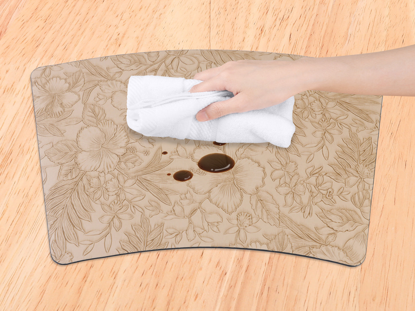 Set of 6 Placemats, Faux Leather Flowers for Kitchen Dining Table Decor 19*12in