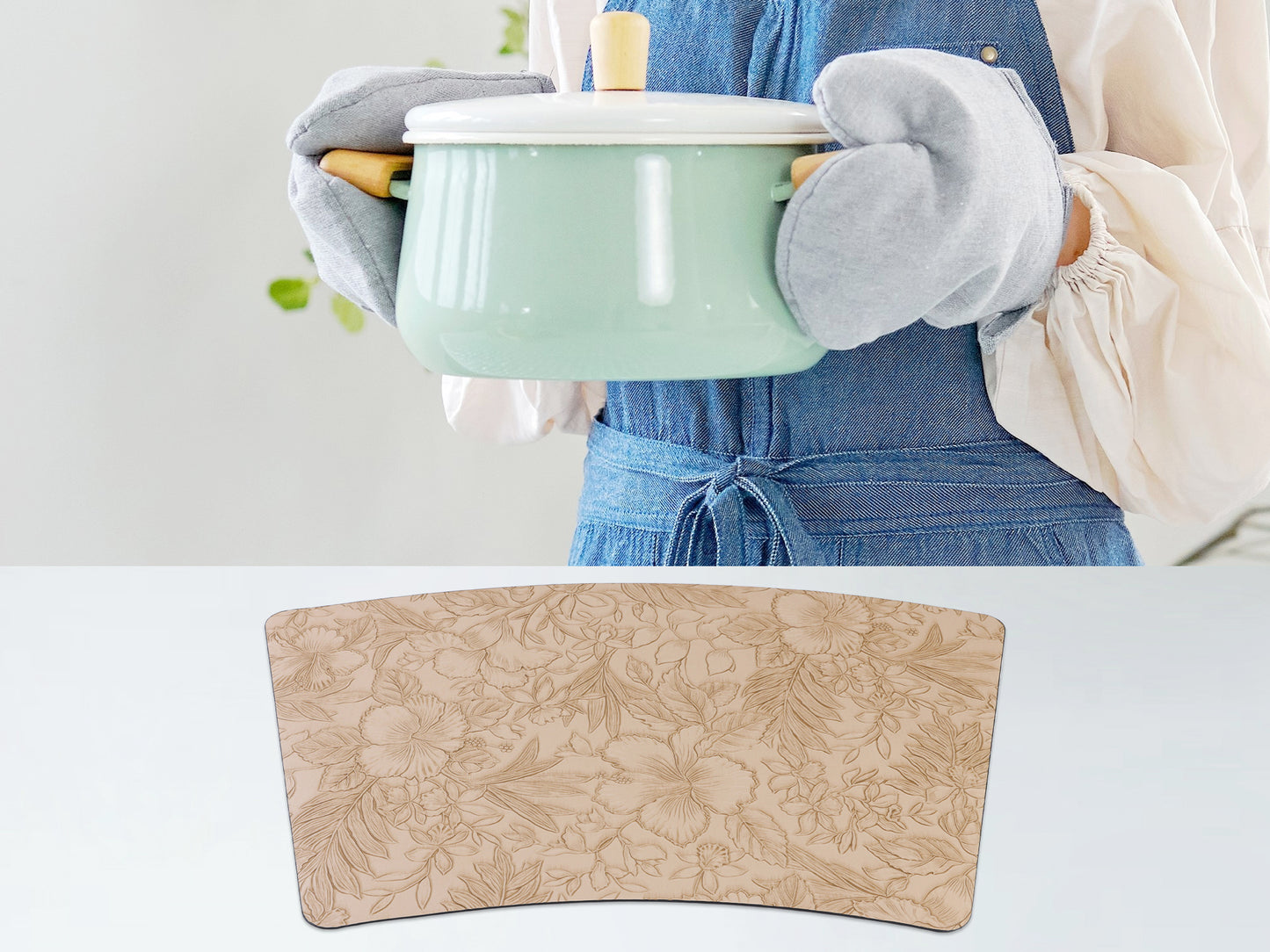 Set of 6 Placemats, Faux Leather Flowers for Kitchen Dining Table Decor 19*12in