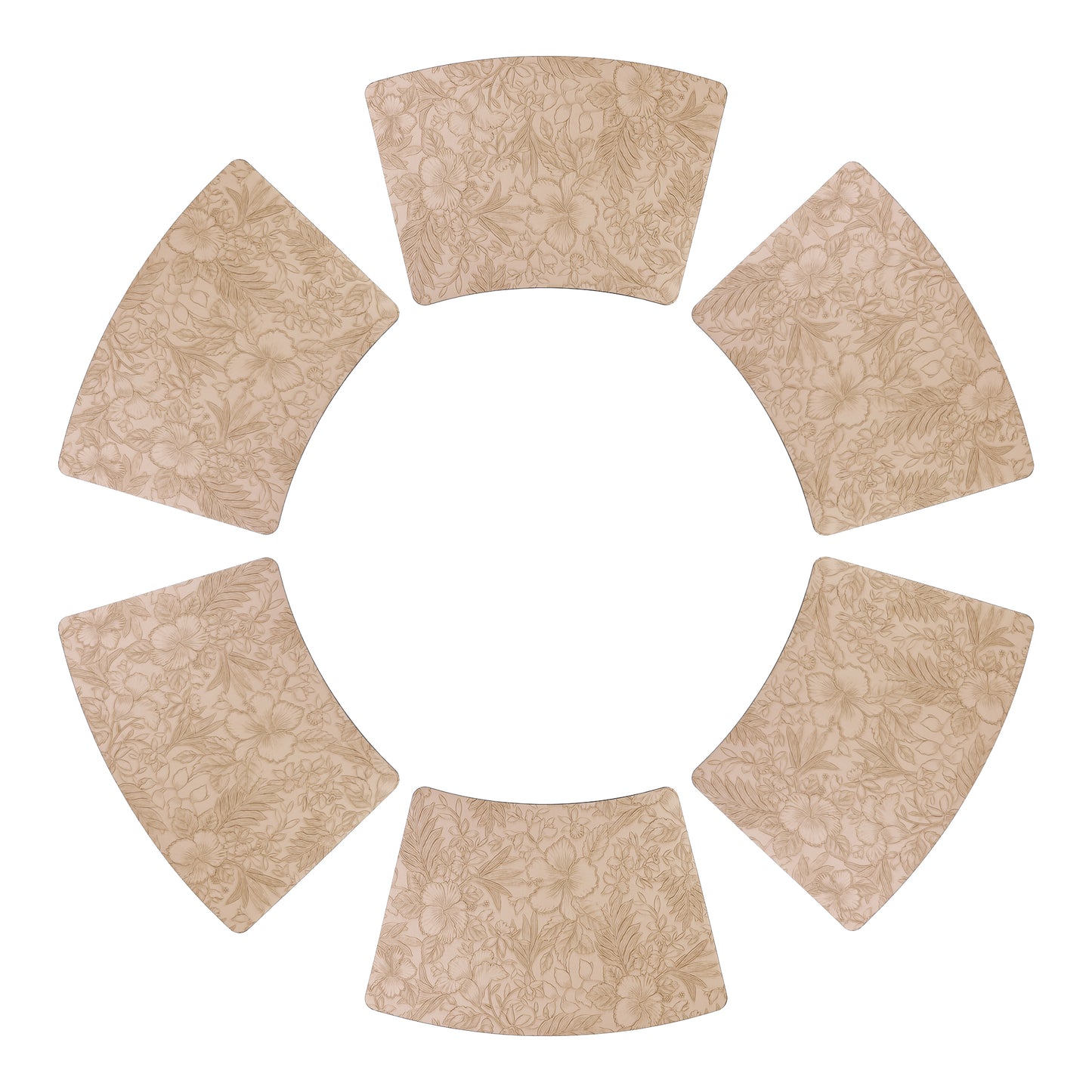 Set of 6 Placemats, Faux Leather Flowers for Kitchen Dining Table Decor 19*12in